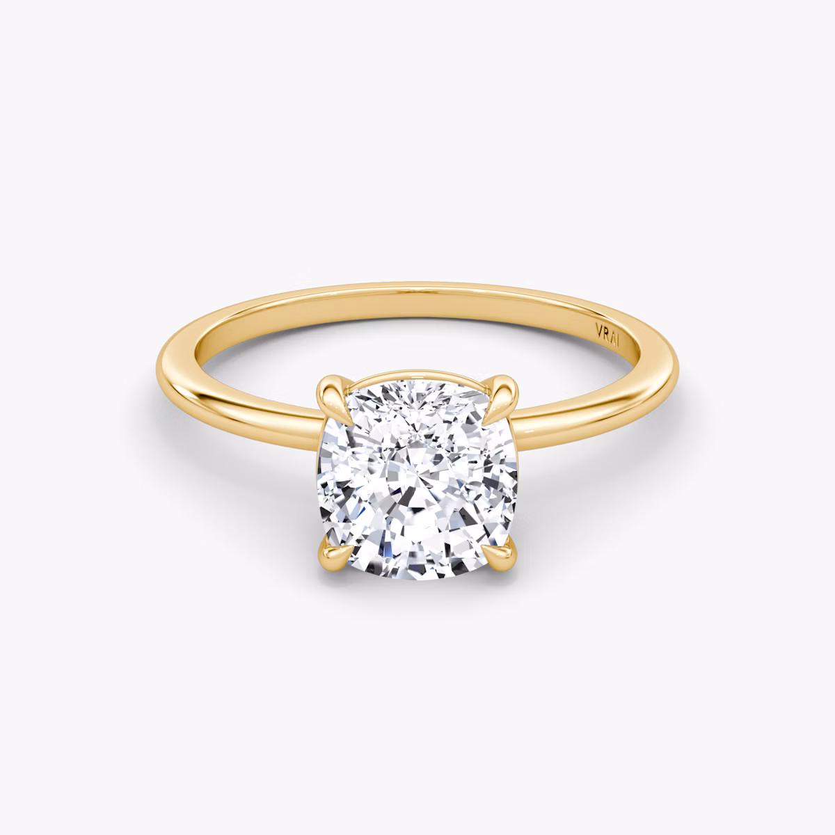 The Petite 4-Prong Solitaire | Cushion | 18k | Yellow Gold | bandAccent: Plain | diamondOrientation: vertical | caratWeight: other