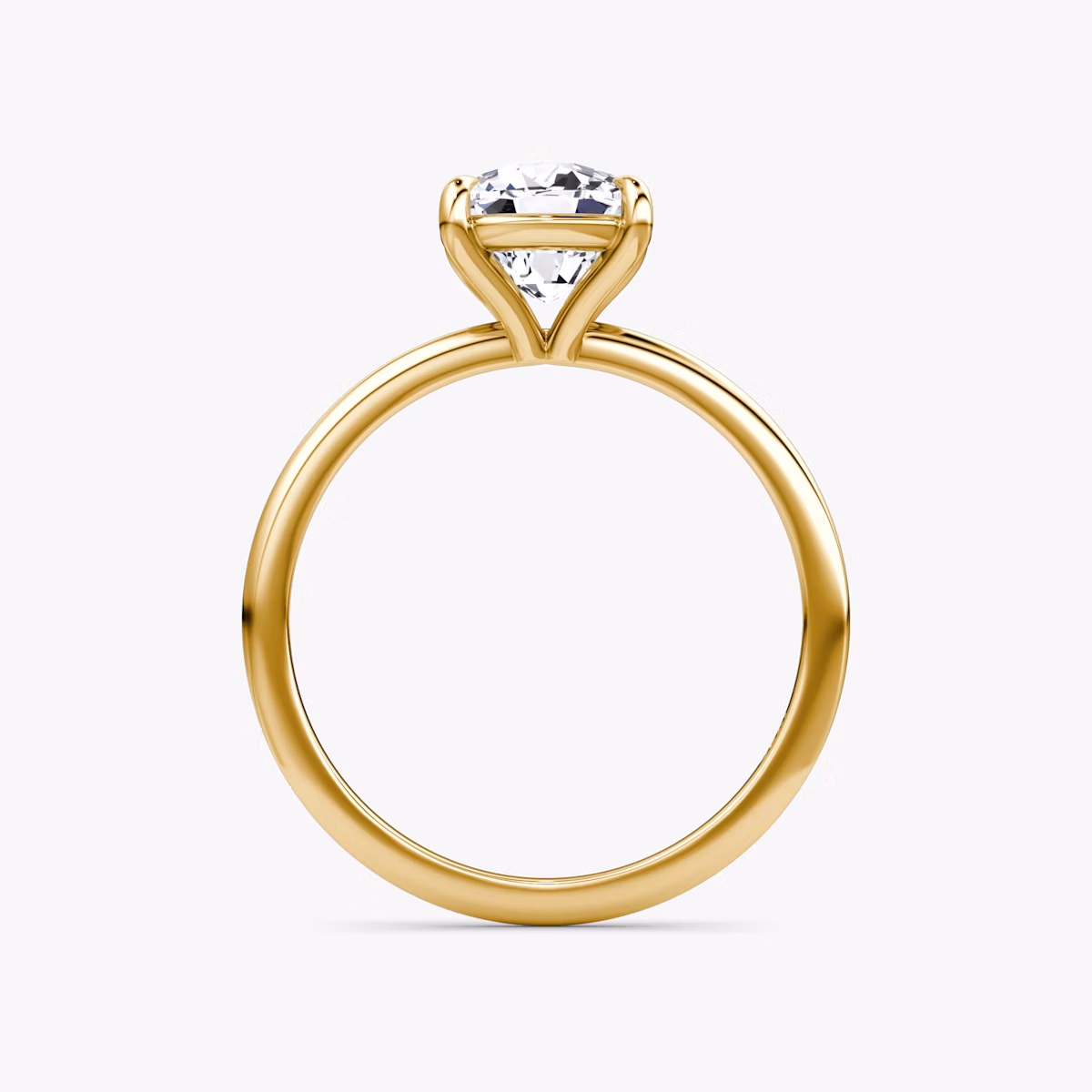 The Petite 4-Prong Solitaire | Cushion | 18k | Yellow Gold | bandAccent: Plain | diamondOrientation: vertical | caratWeight: other
