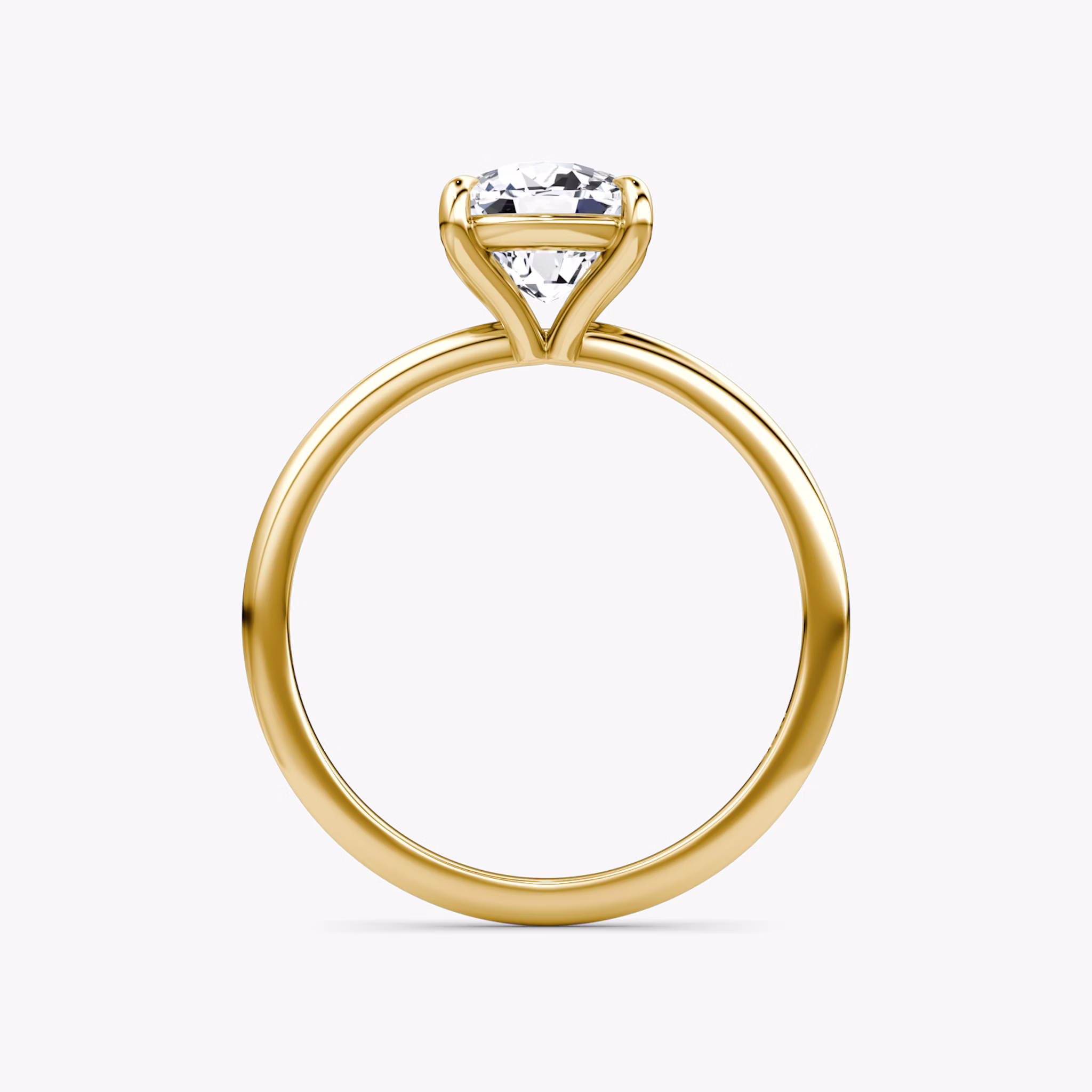 The Petite 4-Prong Solitaire | Cushion | 18k | Yellow Gold | bandAccent: Plain | diamondOrientation: vertical | caratWeight: other