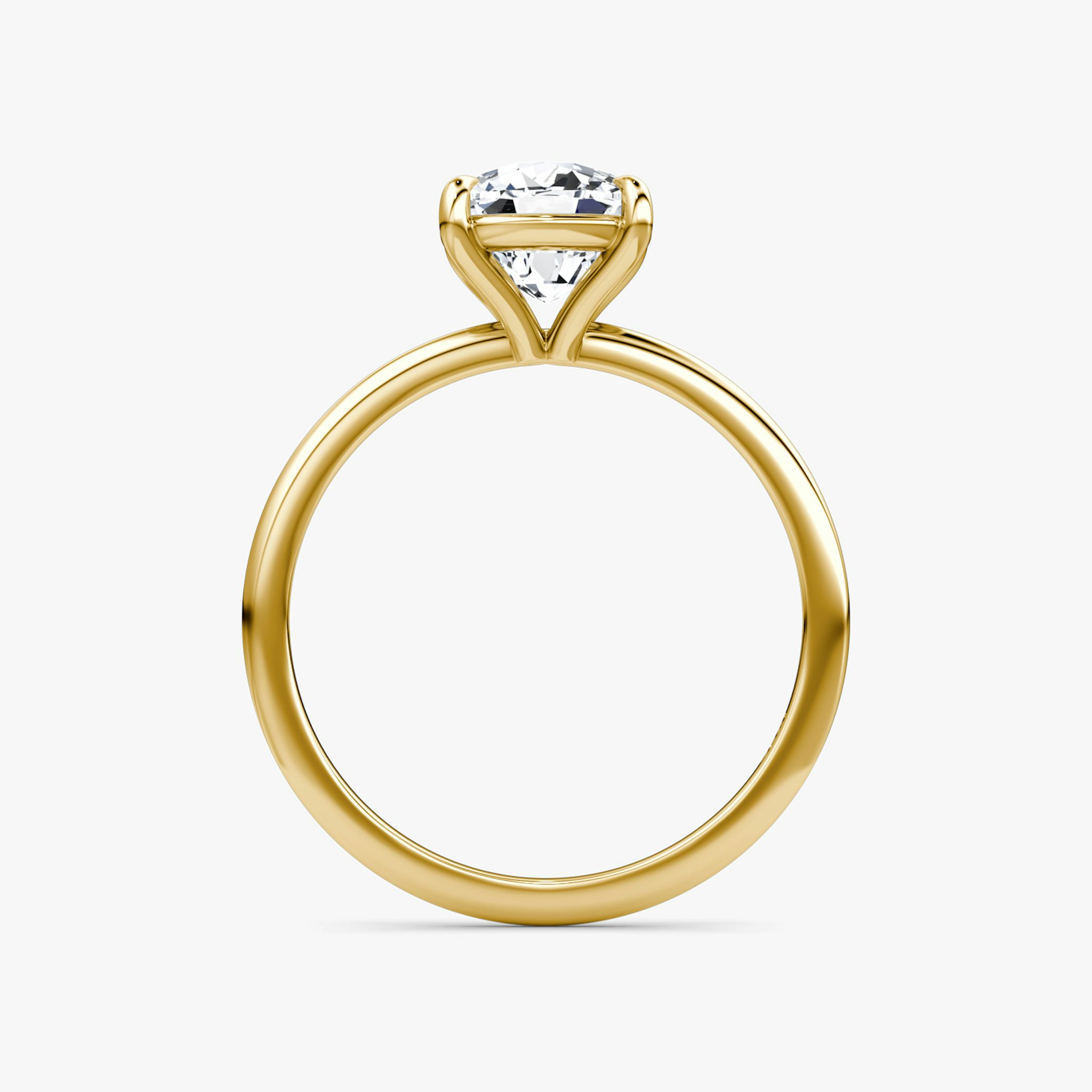 The Petite 4-Prong Solitaire | Cushion | 18k | Yellow Gold | bandAccent: Plain | diamondOrientation: vertical | caratWeight: other