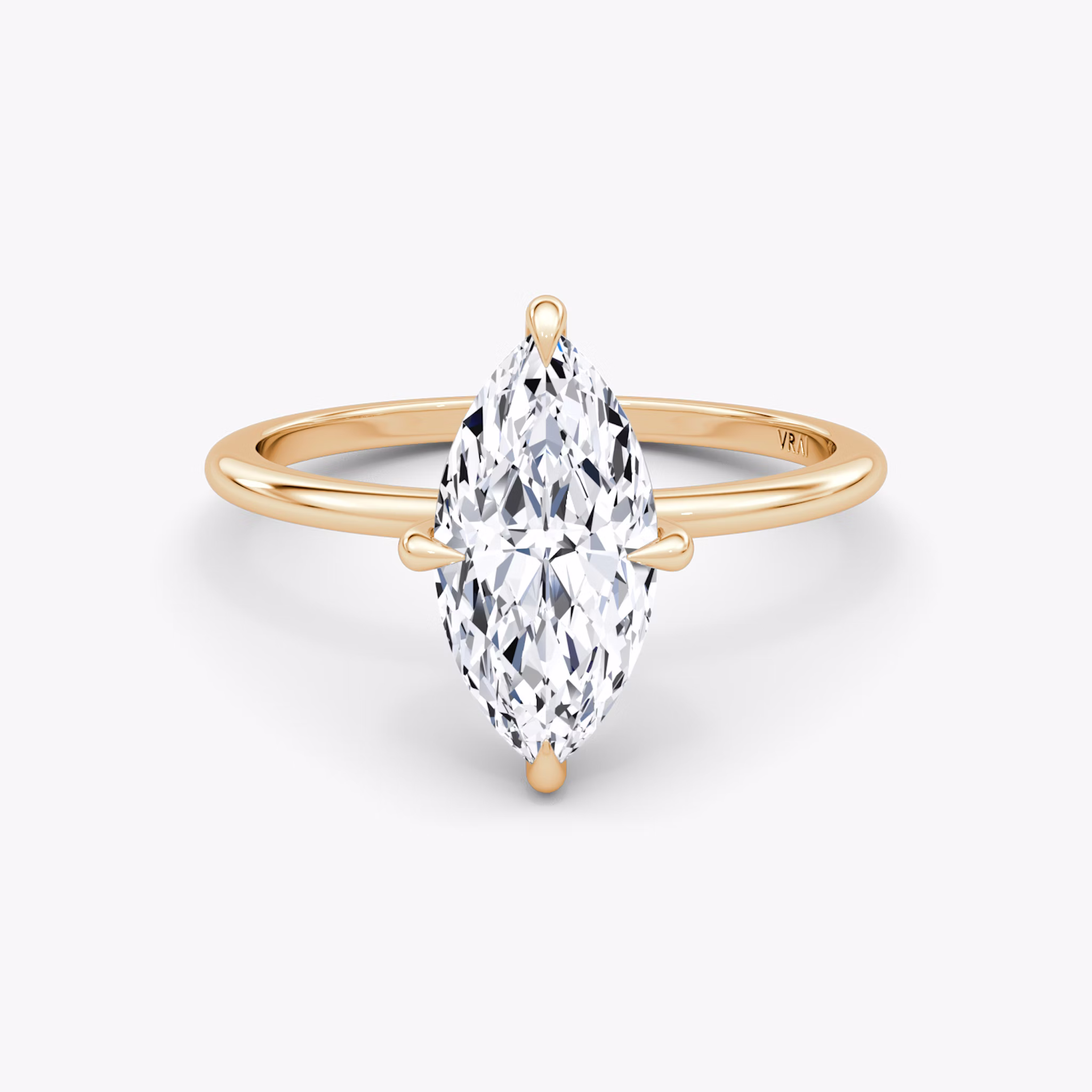 The Petite 4-Prong Solitaire | Marquise | 14k | Rose Gold | bandAccent: Plain | diamondOrientation: vertical | caratWeight: other