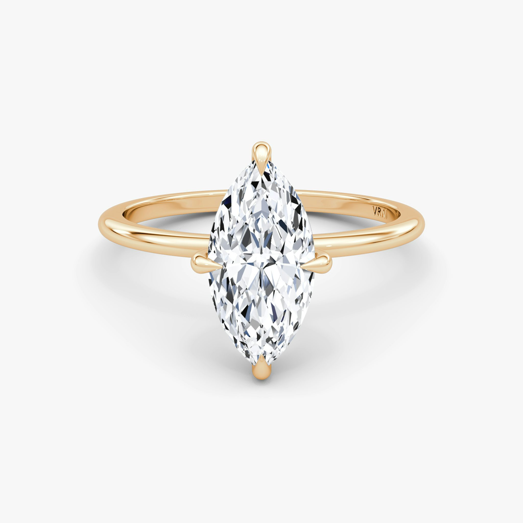 The Petite 4-Prong Solitaire | Marquise | 14k | Rose Gold | bandAccent: Plain | diamondOrientation: vertical | caratWeight: other