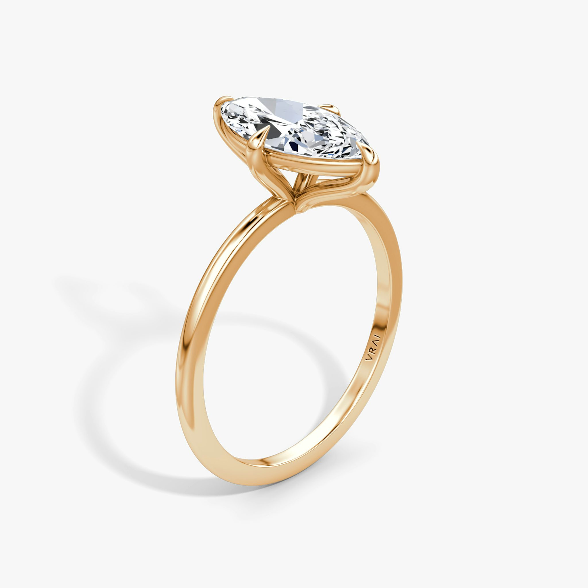 The Petite 4-Prong Solitaire | Marquise | 14k | Rose Gold | bandAccent: Plain | diamondOrientation: vertical | caratWeight: other