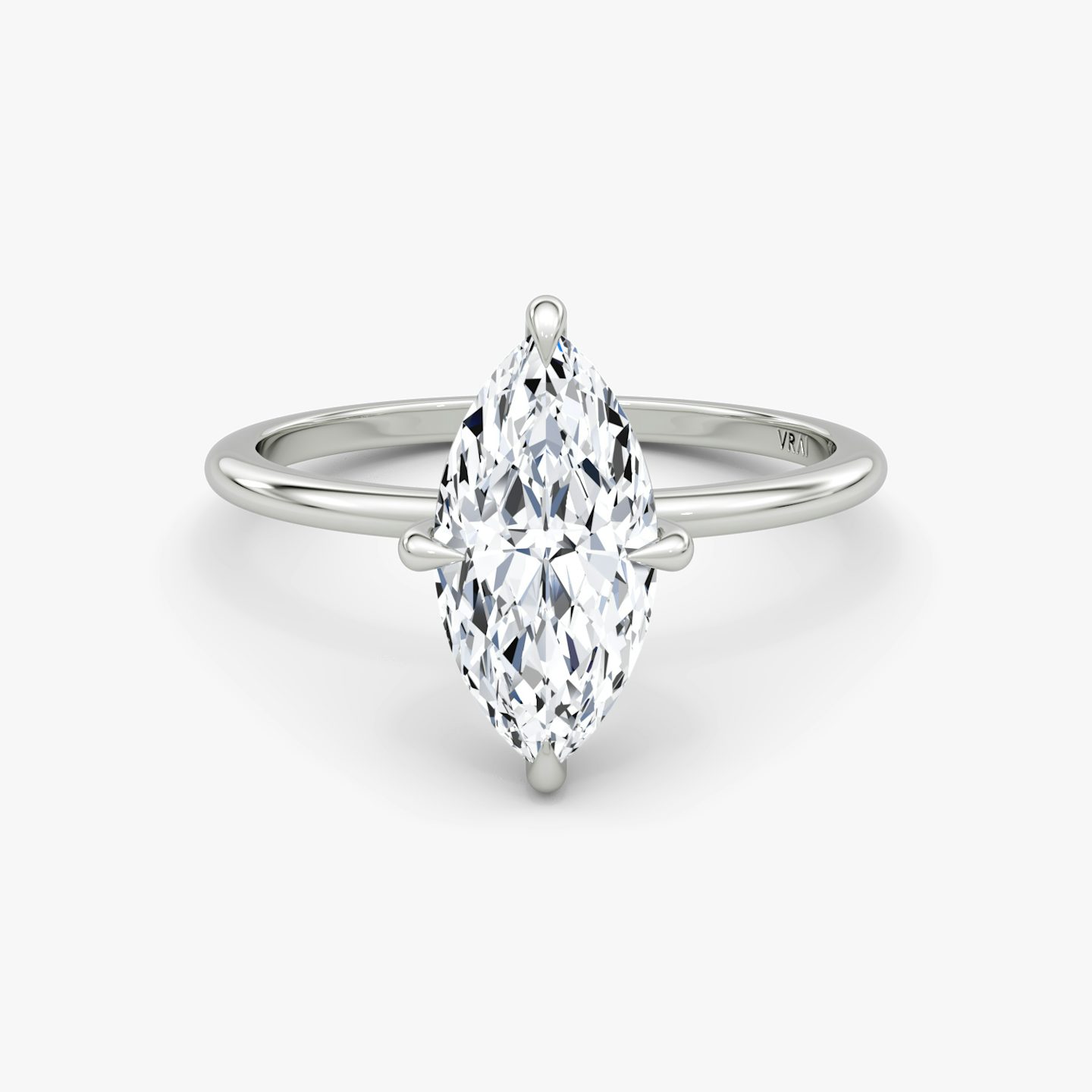 The Petite 4-Prong Solitaire | Marquise | 18k | White Gold | bandAccent: Plain | diamondOrientation: vertical | caratWeight: other