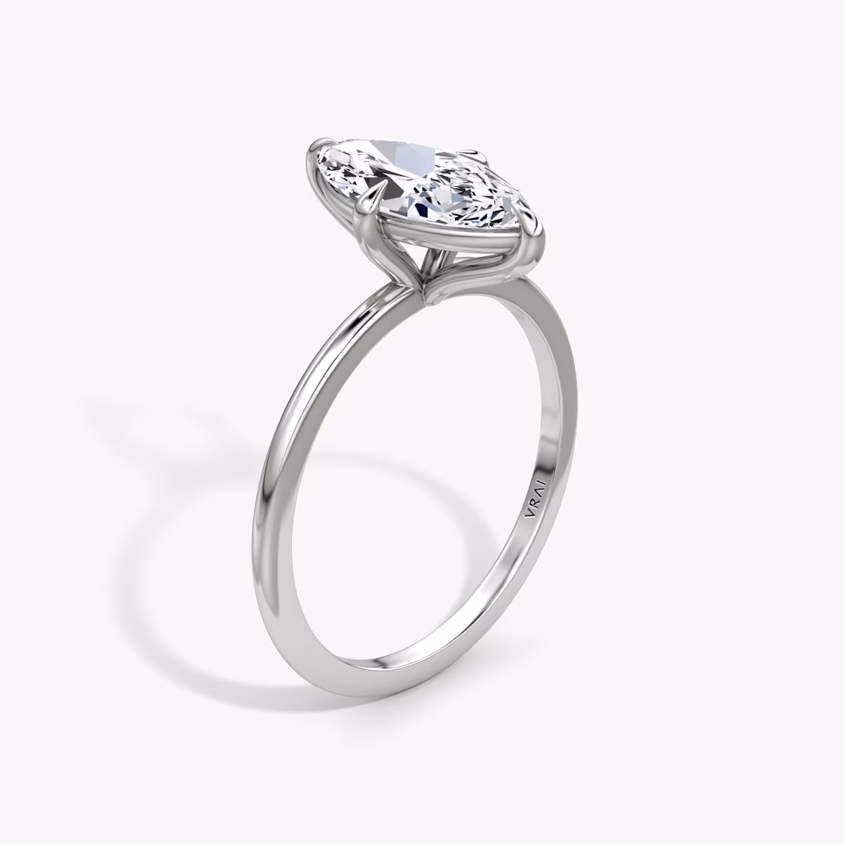 The Petite 4-Prong Solitaire | Marquise | 18k | White Gold | bandAccent: Plain | diamondOrientation: vertical | caratWeight: other