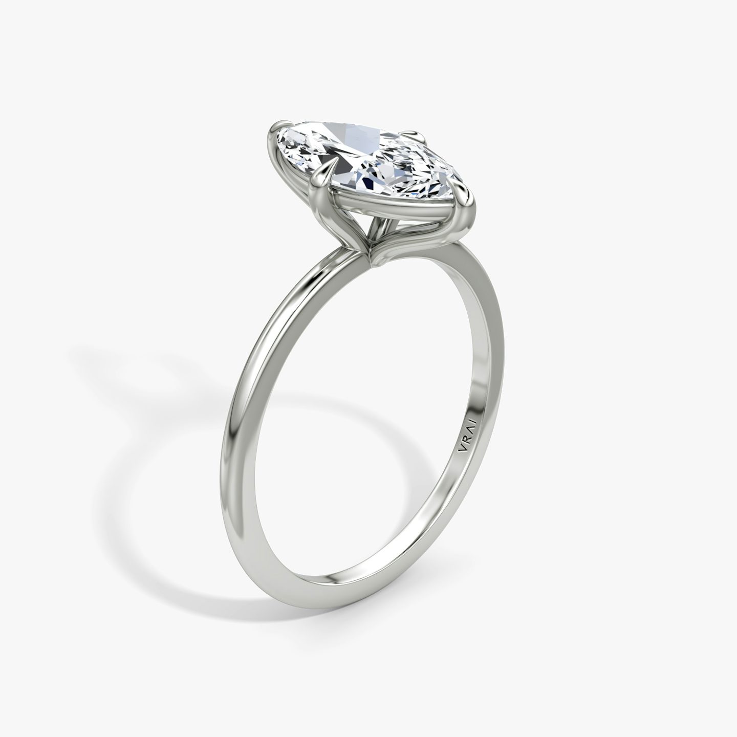 The Petite 4-Prong Solitaire | Marquise | 18k | White Gold | bandAccent: Plain | diamondOrientation: vertical | caratWeight: other