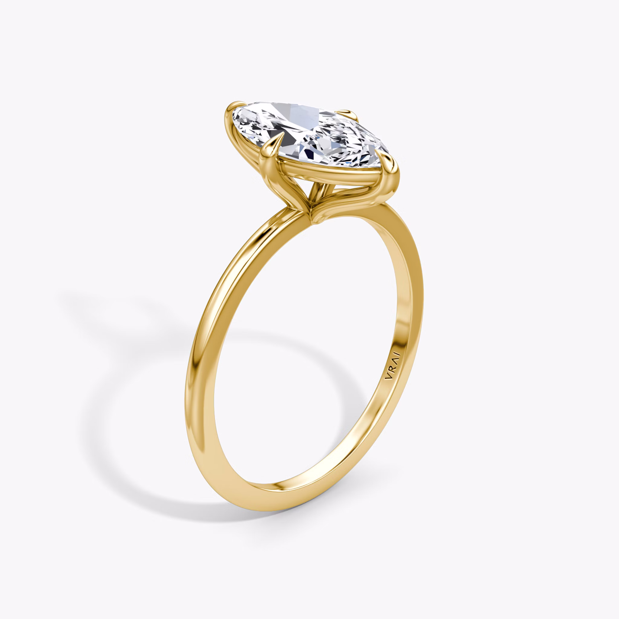 The Petite 4-Prong Solitaire | Marquise | 18k | Yellow Gold | bandAccent: Plain | diamondOrientation: vertical | caratWeight: other