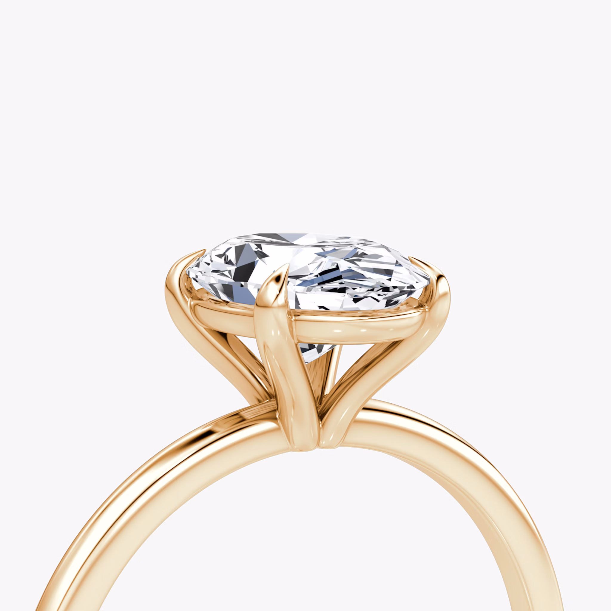 The Petite 4-Prong Solitaire | Oval | 14k | Rose Gold | bandAccent: Plain | diamondOrientation: vertical | caratWeight: other