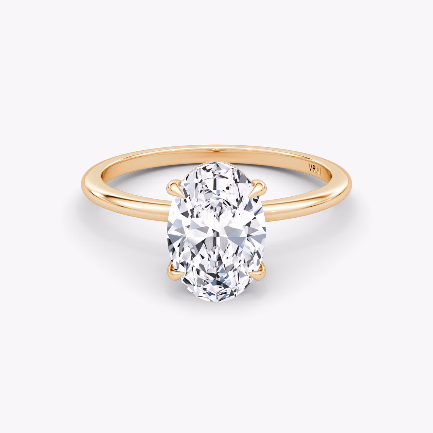 The Petite 4-Prong Solitaire | Oval | 14k | Rose Gold | bandAccent: Plain | diamondOrientation: vertical | caratWeight: other