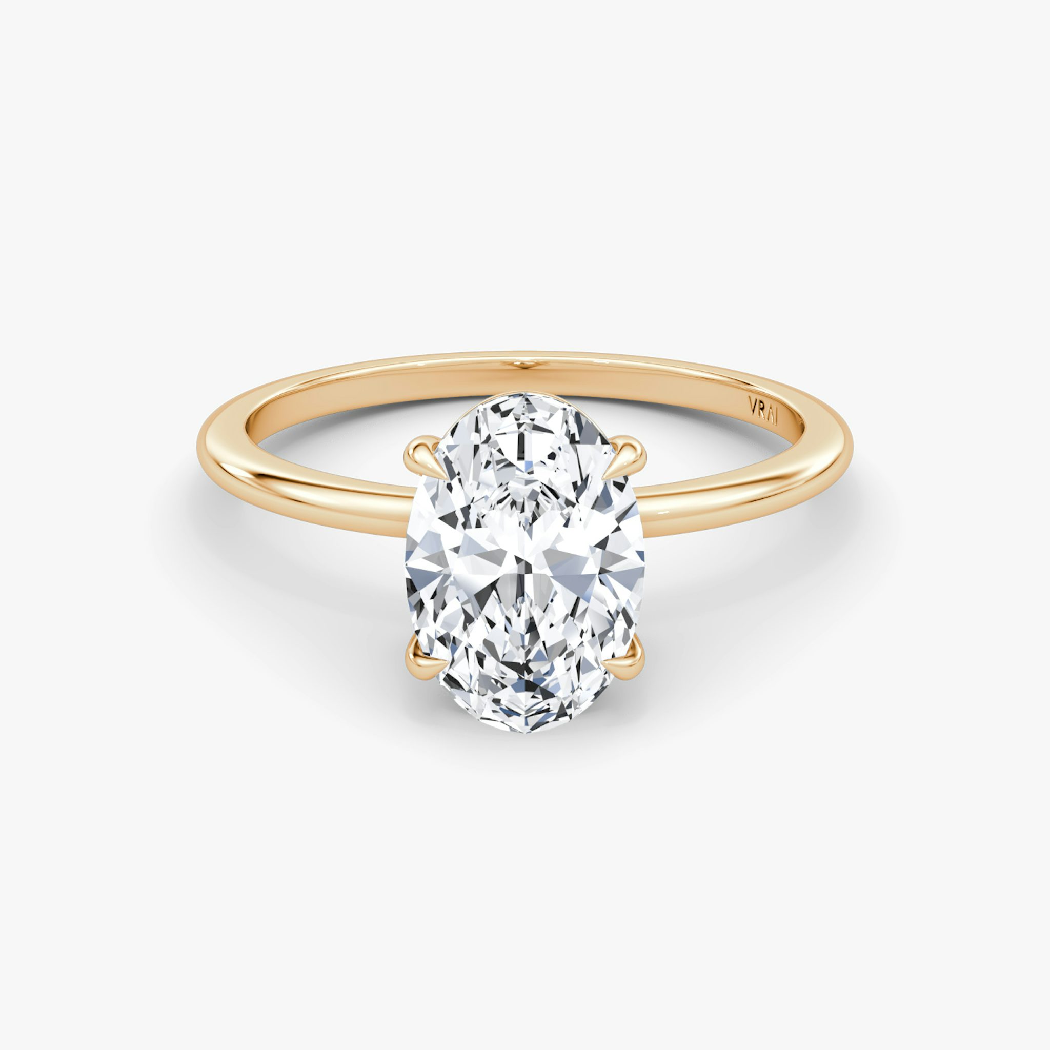 The Petite 4-Prong Solitaire | Oval | 14k | Rose Gold | bandAccent: Plain | diamondOrientation: vertical | caratWeight: other