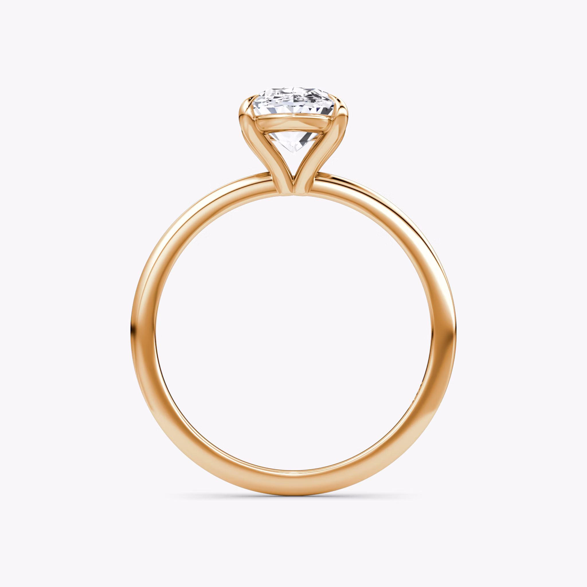 The Petite 4-Prong Solitaire | Oval | 14k | Rose Gold | bandAccent: Plain | diamondOrientation: vertical | caratWeight: other