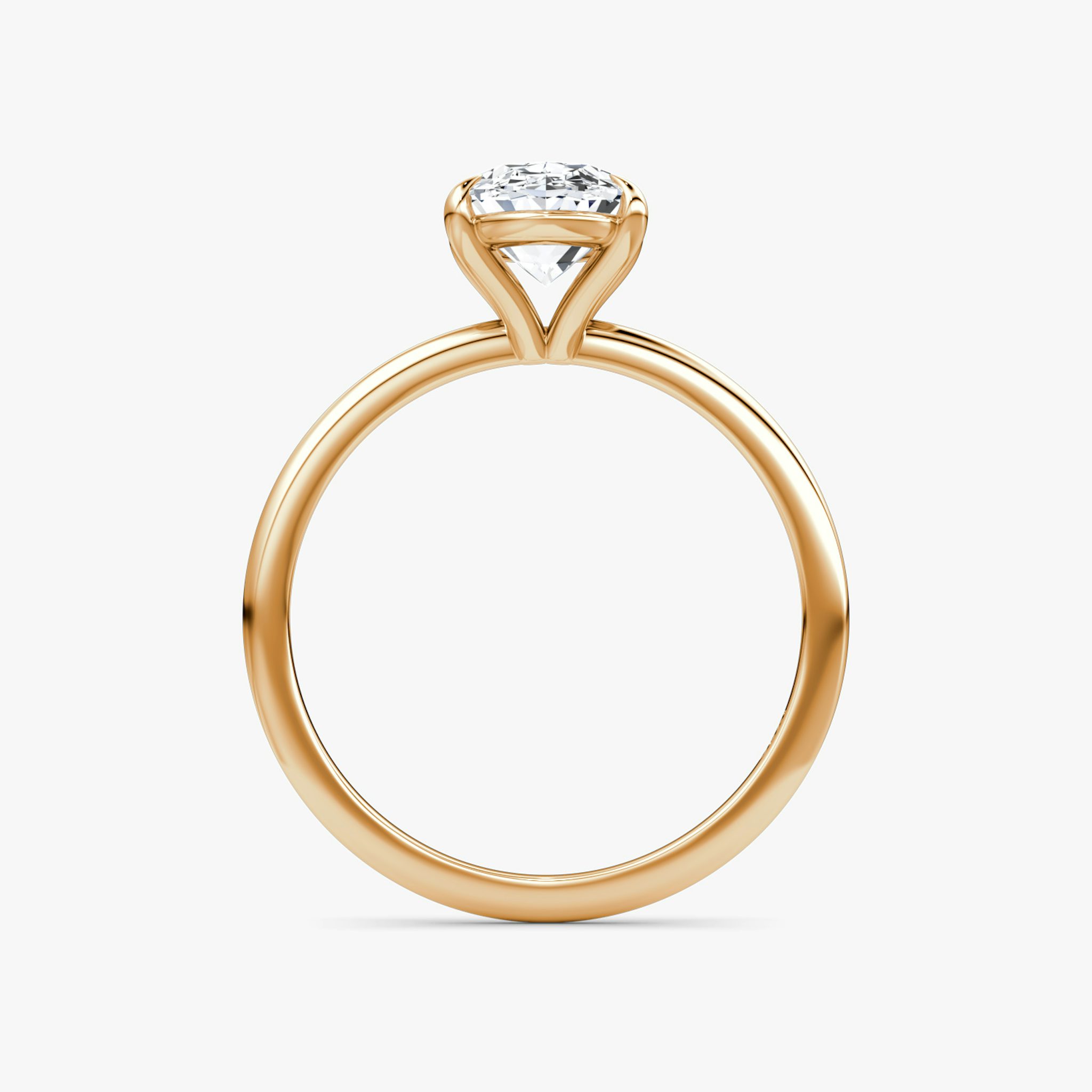 The Petite 4-Prong Solitaire | Oval | 14k | Rose Gold | bandAccent: Plain | diamondOrientation: vertical | caratWeight: other