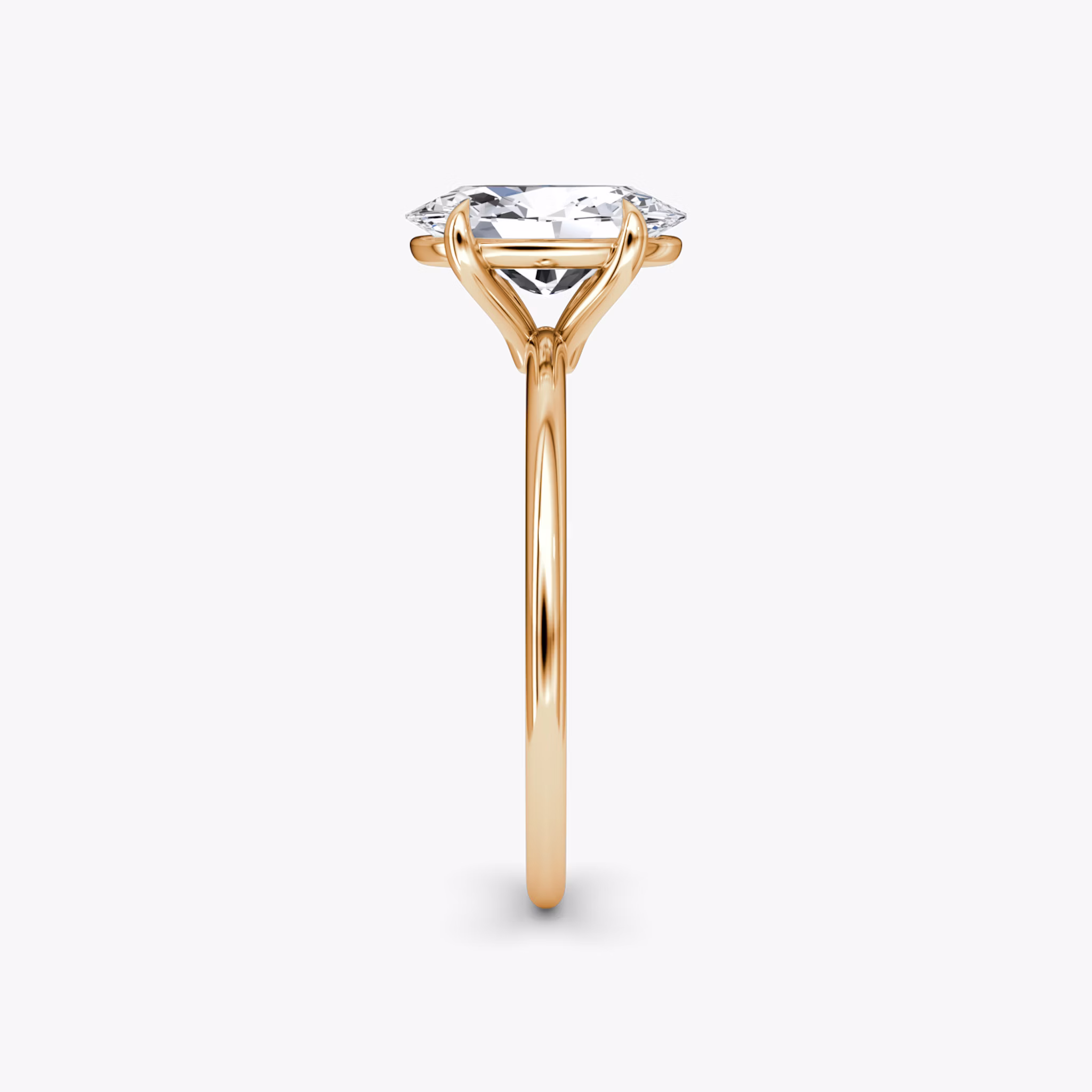 The Petite 4-Prong Solitaire | Oval | 14k | Rose Gold | bandAccent: Plain | diamondOrientation: vertical | caratWeight: other
