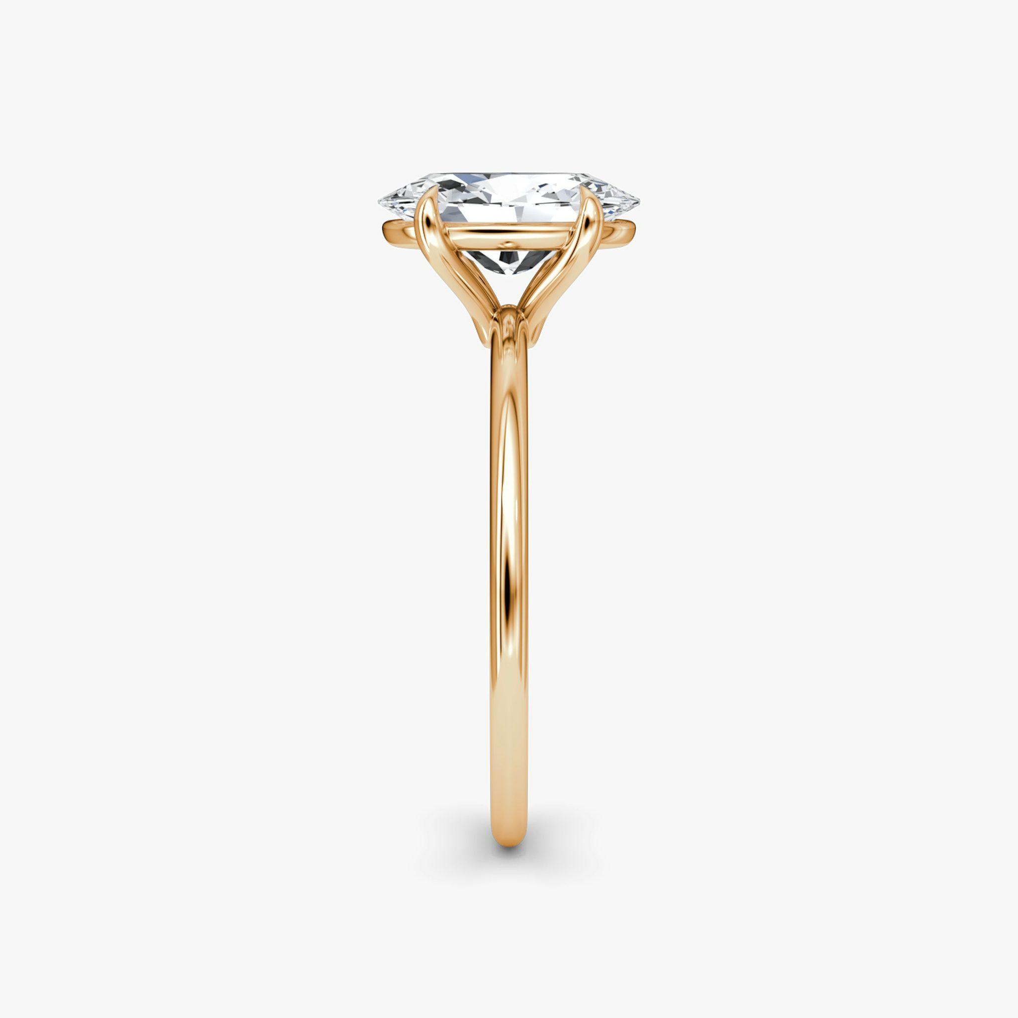 The Petite 4-Prong Solitaire | Oval | 14k | Rose Gold | bandAccent: Plain | diamondOrientation: vertical | caratWeight: other