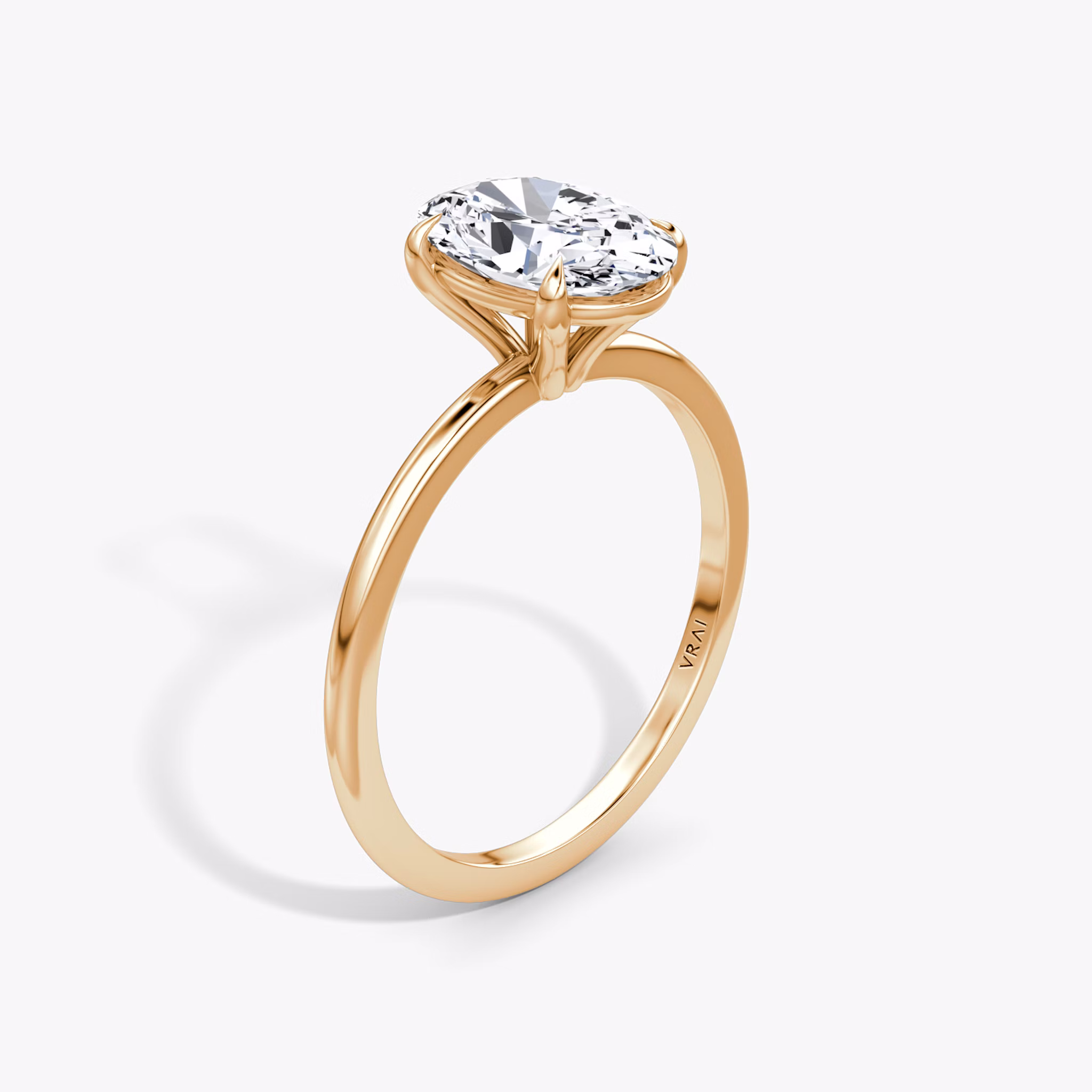 The Petite 4-Prong Solitaire | Oval | 14k | Rose Gold | bandAccent: Plain | diamondOrientation: vertical | caratWeight: other
