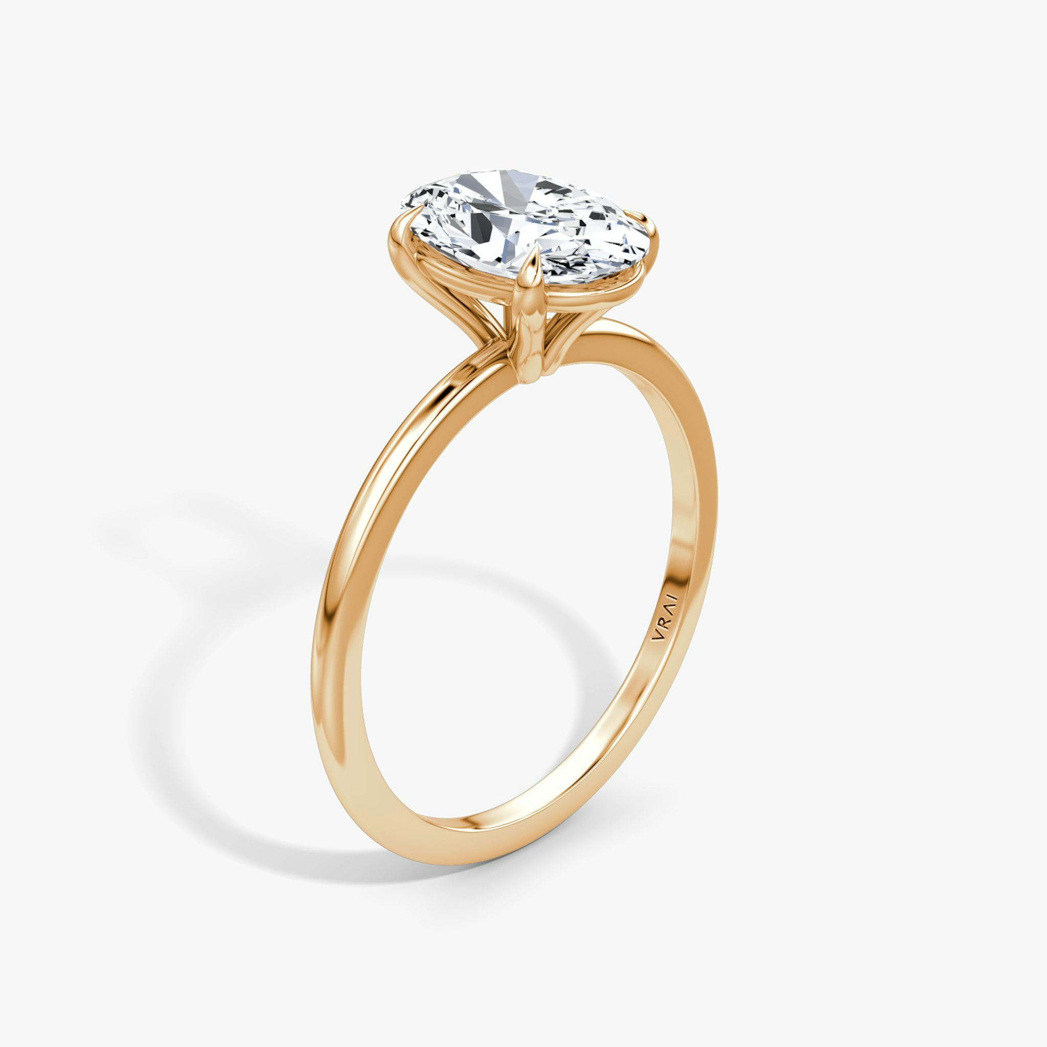 The Petite 4-Prong Solitaire | Oval | 14k | Rose Gold | bandAccent: Plain | diamondOrientation: vertical | caratWeight: other