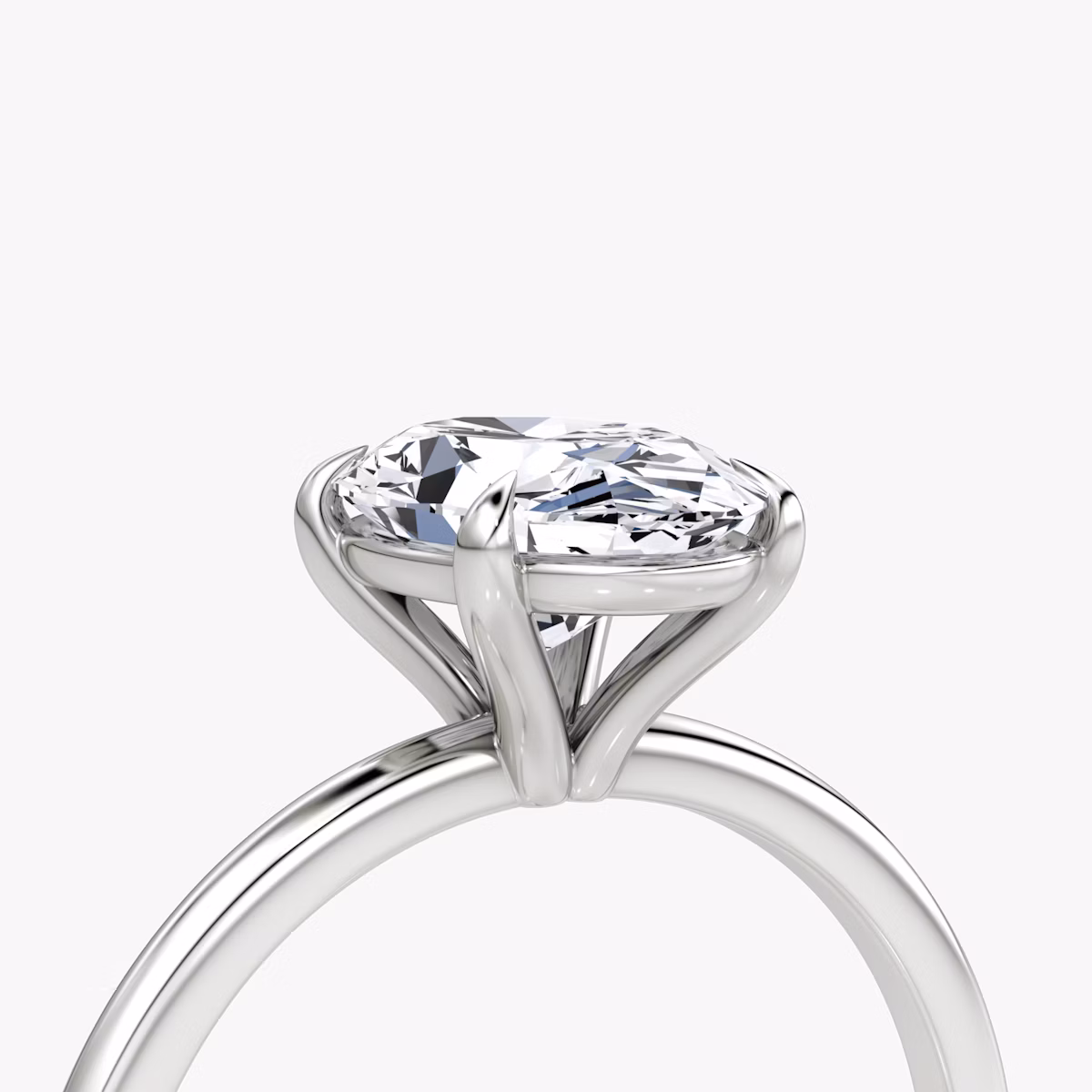 The Petite 4-Prong Solitaire | Oval | 18k | White Gold | bandAccent: Plain | diamondOrientation: vertical | caratWeight: other