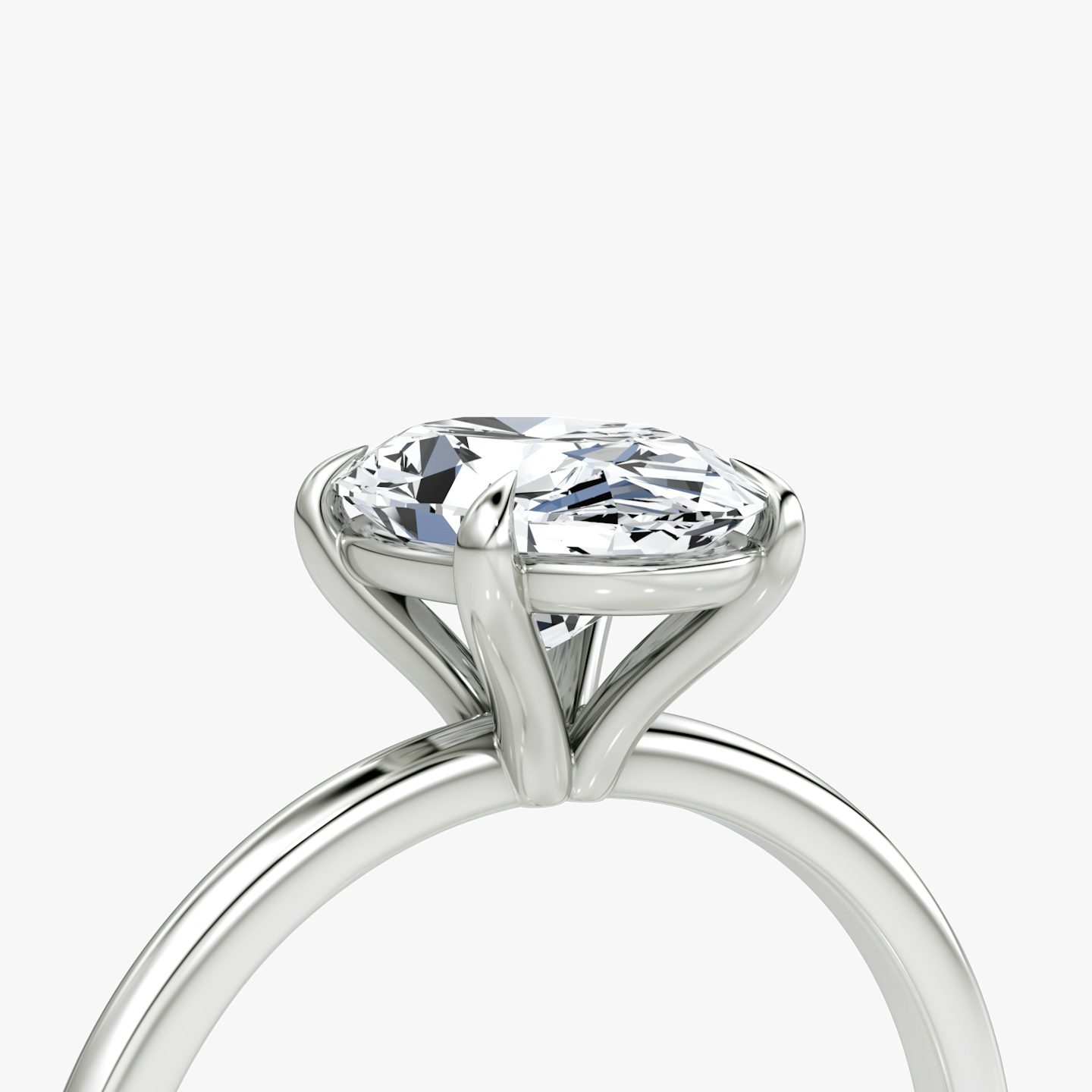 The Petite 4-Prong Solitaire | Oval | 18k | White Gold | bandAccent: Plain | diamondOrientation: vertical | caratWeight: other