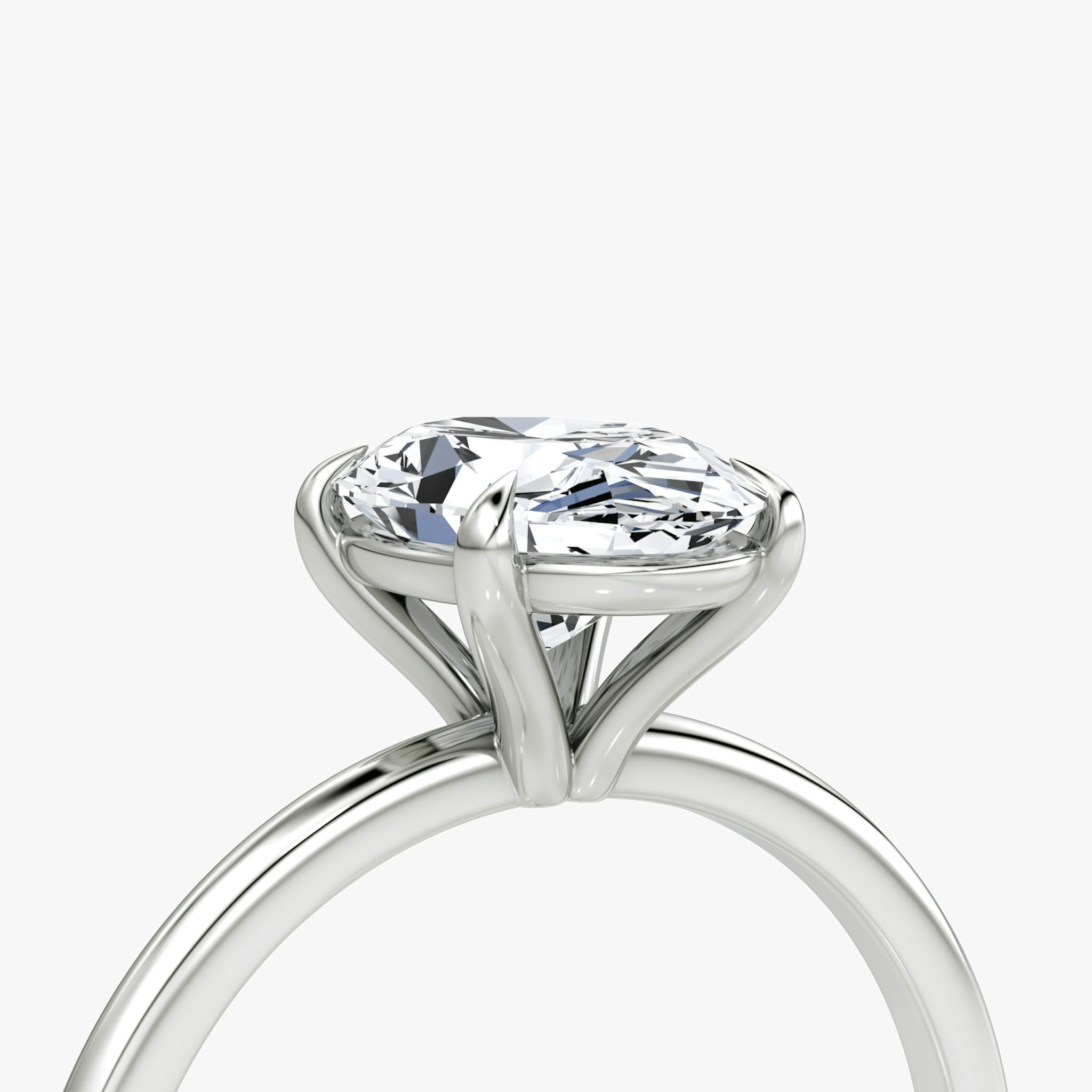The Petite 4-Prong Solitaire | Oval | Platinum | bandAccent: Plain | diamondOrientation: vertical | caratWeight: other