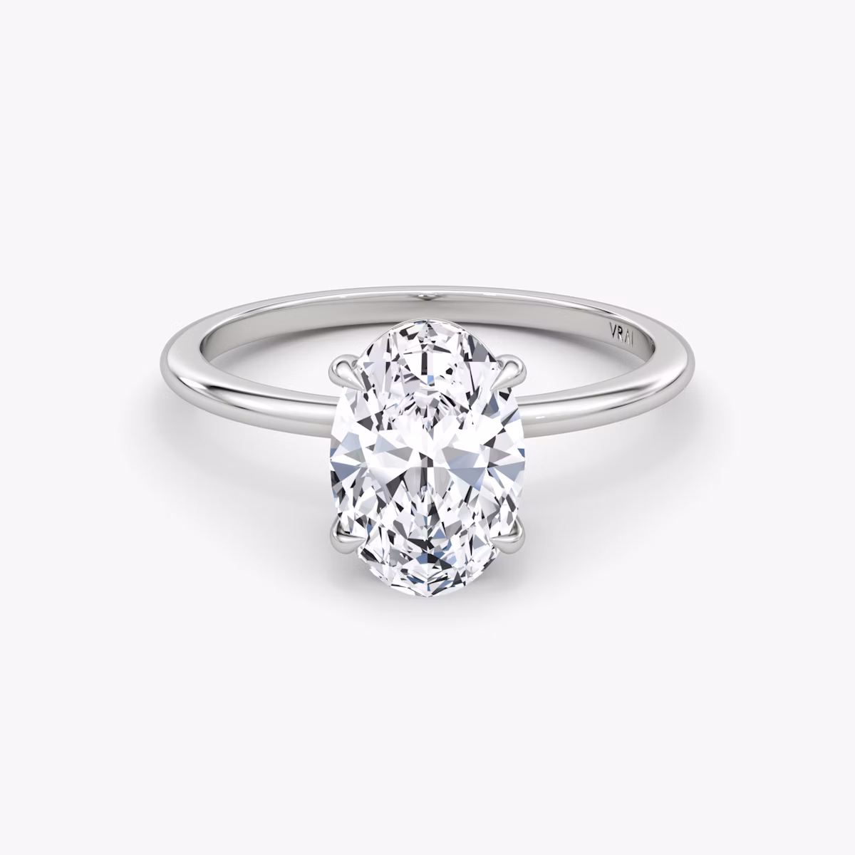 The Petite 4-Prong Solitaire | Oval | 18k | White Gold | bandAccent: Plain | diamondOrientation: vertical | caratWeight: other