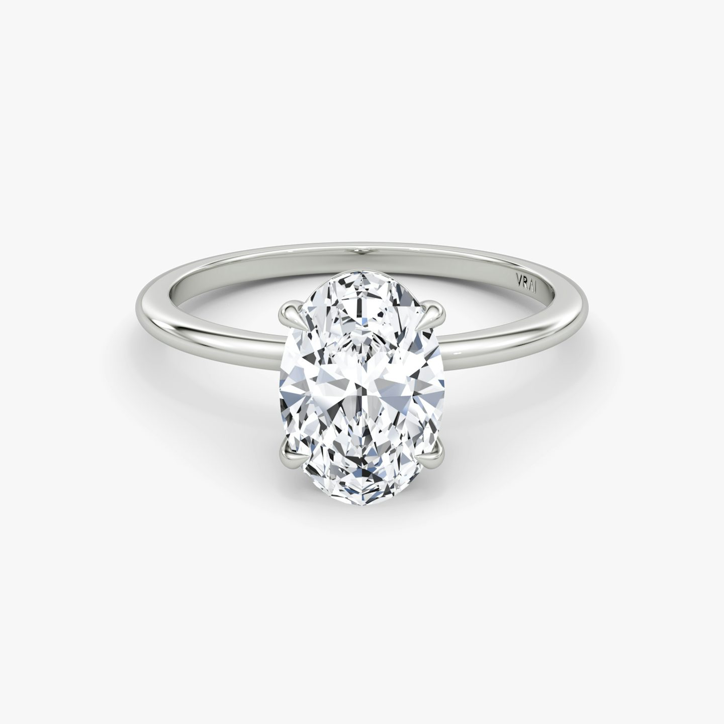 The Petite 4-Prong Solitaire | Oval | 18k | White Gold | bandAccent: Plain | diamondOrientation: vertical | caratWeight: other