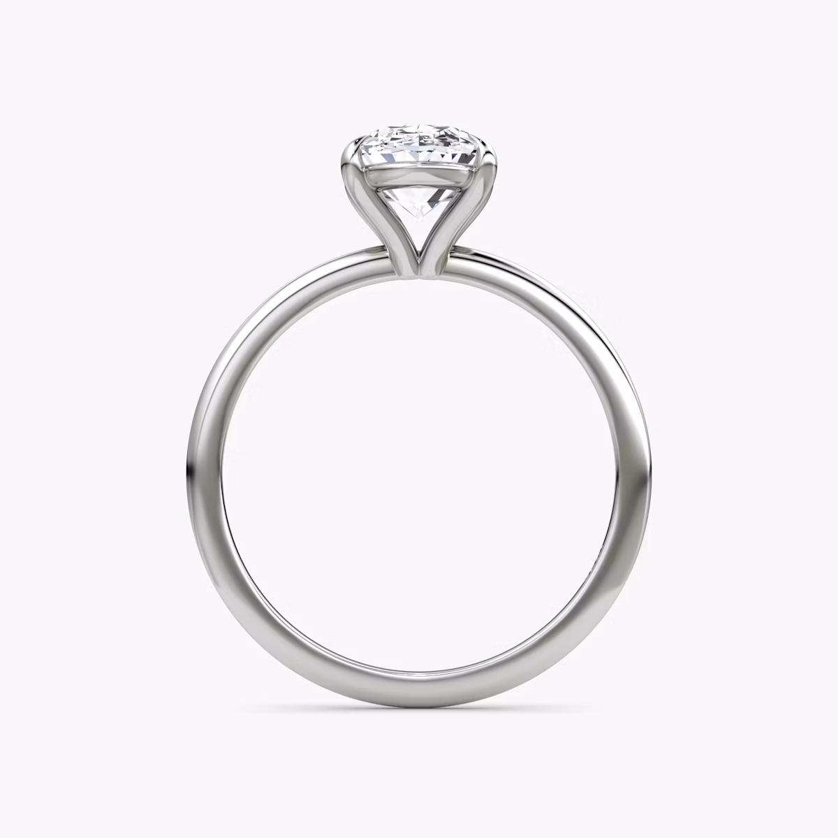 The Petite 4-Prong Solitaire | Oval | 18k | White Gold | bandAccent: Plain | diamondOrientation: vertical | caratWeight: other