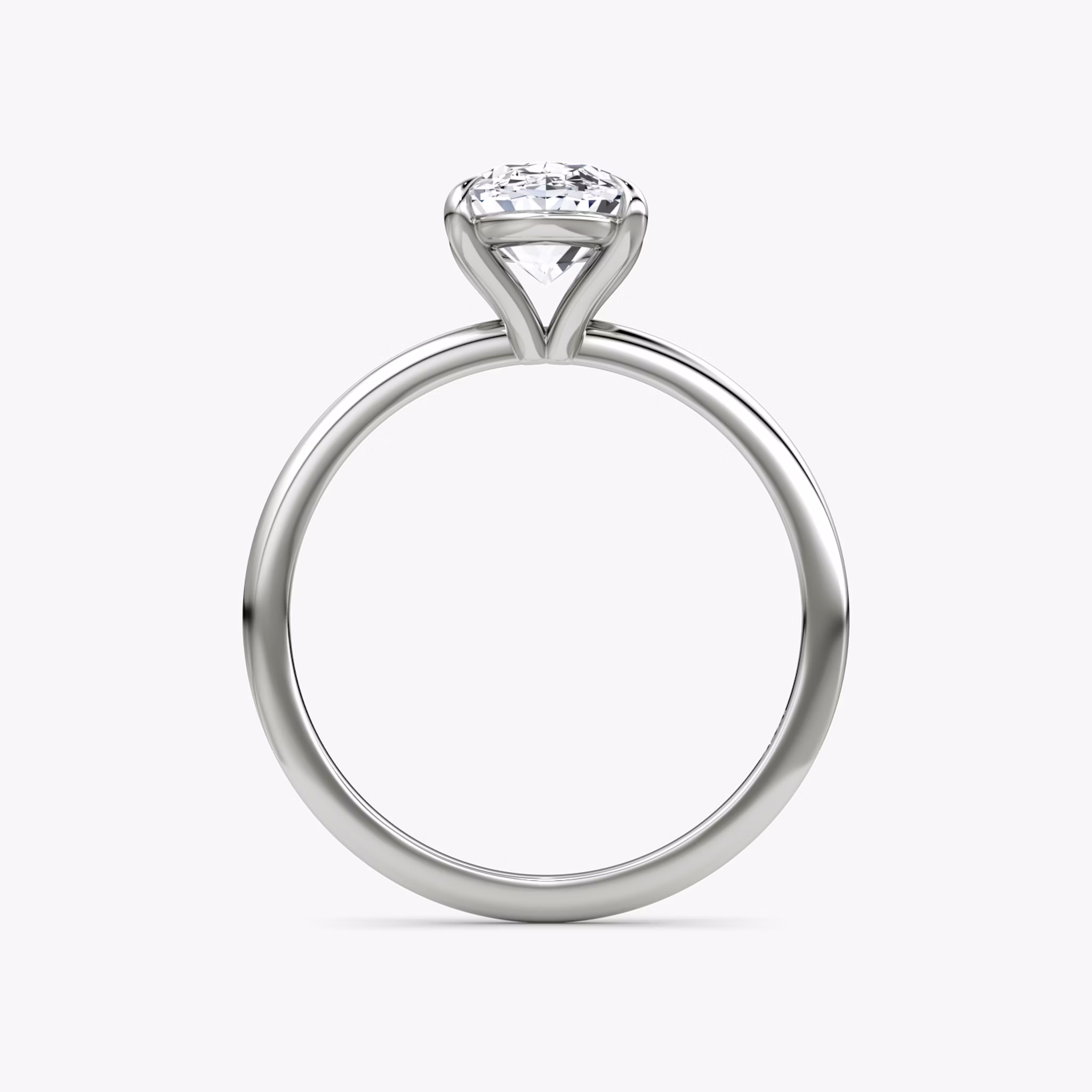 The Petite 4-Prong Solitaire | Oval | Platinum | bandAccent: Plain | diamondOrientation: vertical | caratWeight: other