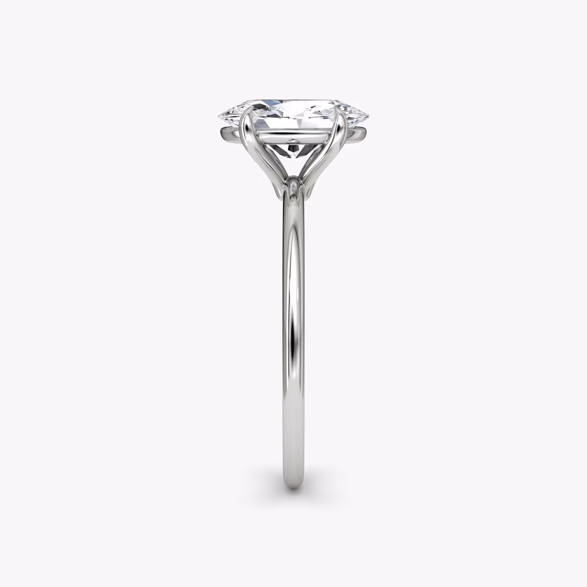 The Petite 4-Prong Solitaire | Oval | 18k | White Gold | bandAccent: Plain | diamondOrientation: vertical | caratWeight: other