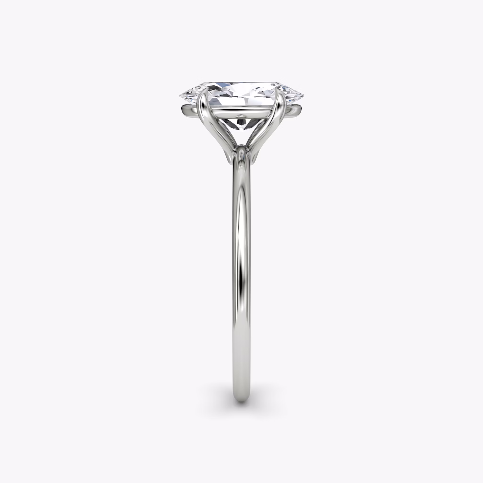 The Petite 4-Prong Solitaire | Oval | Platinum | bandAccent: Plain | diamondOrientation: vertical | caratWeight: other