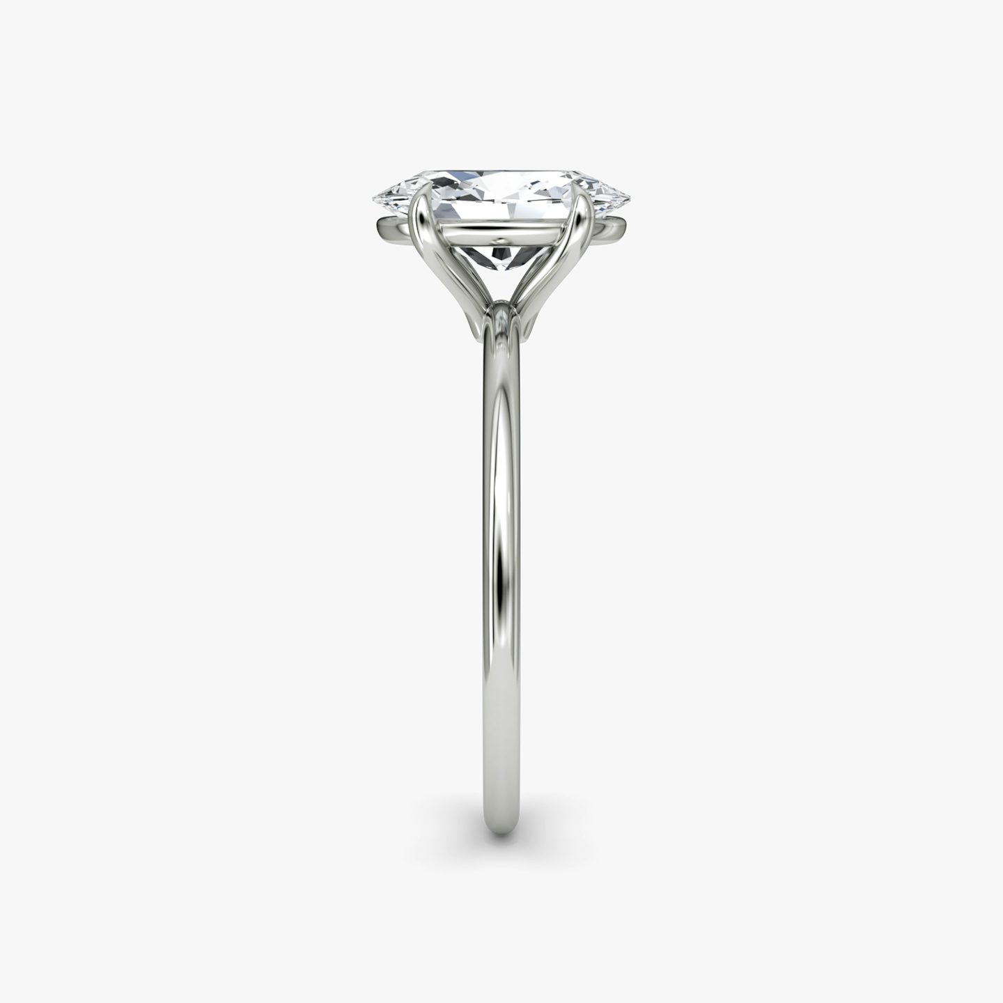 The Petite 4-Prong Solitaire | Oval | 18k | White Gold | bandAccent: Plain | diamondOrientation: vertical | caratWeight: other