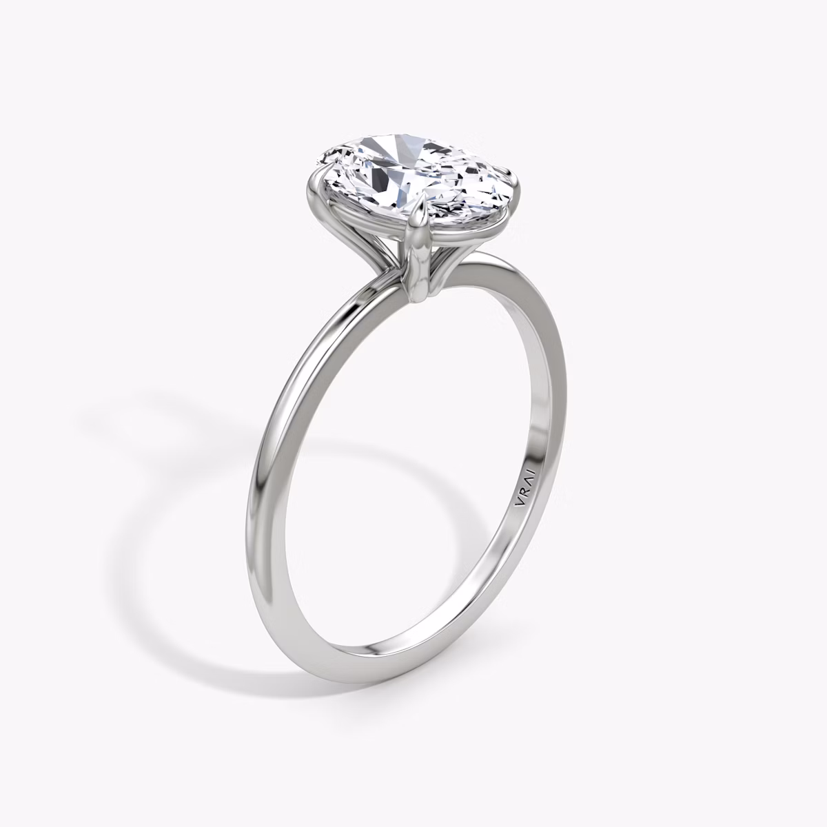 The Petite 4-Prong Solitaire | Oval | 18k | White Gold | bandAccent: Plain | diamondOrientation: vertical | caratWeight: other