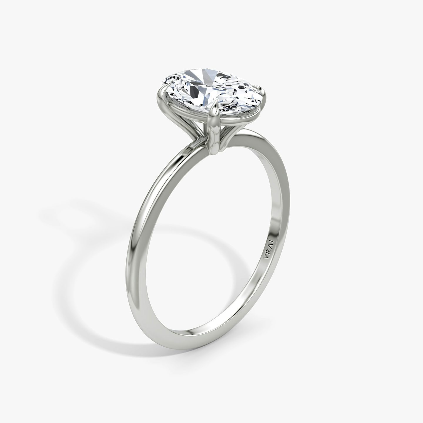 The Petite 4-Prong Solitaire | Oval | 18k | White Gold | bandAccent: Plain | diamondOrientation: vertical | caratWeight: other
