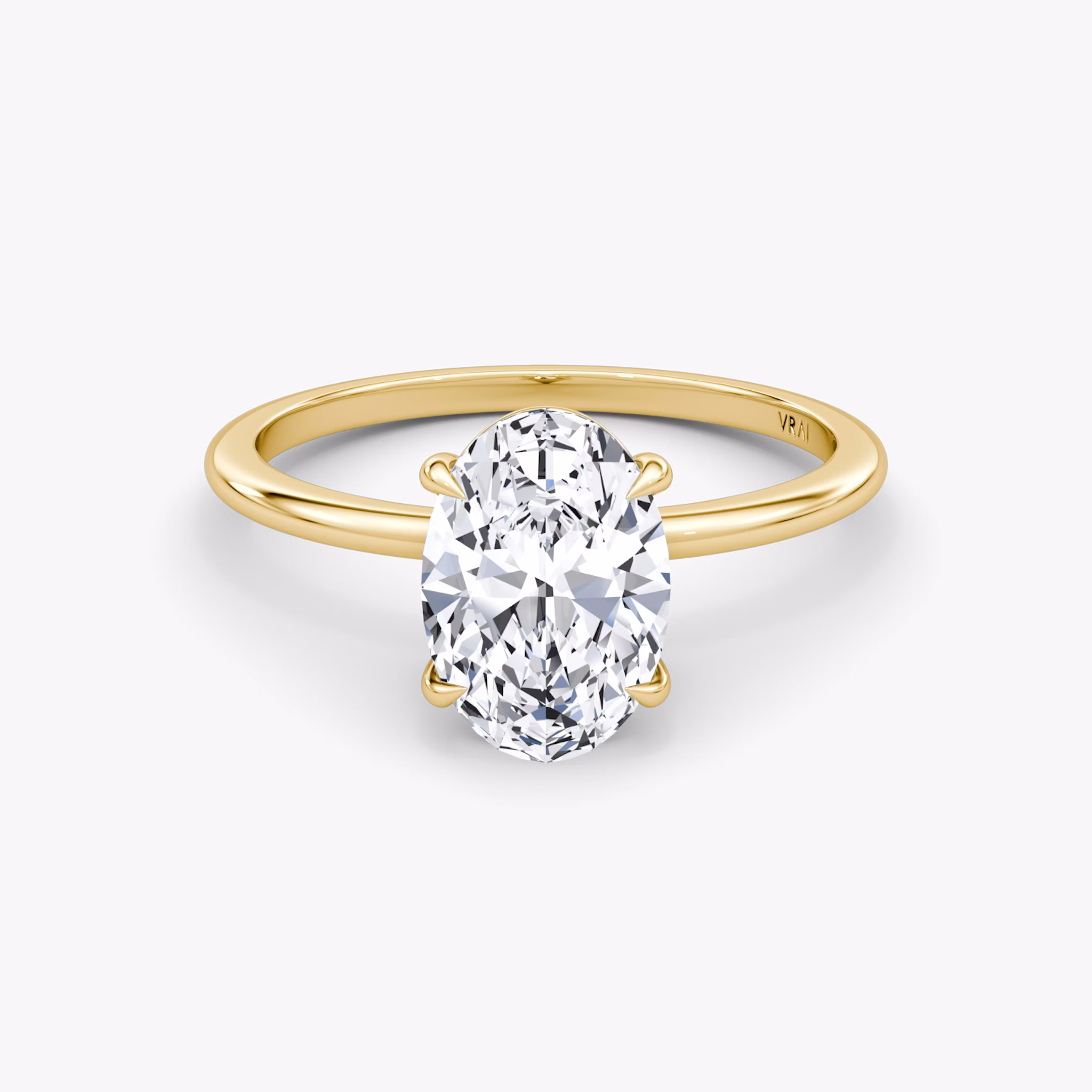 The Petite 4-Prong Solitaire | Oval | 18k | Yellow Gold | bandAccent: Plain | diamondOrientation: vertical | caratWeight: other