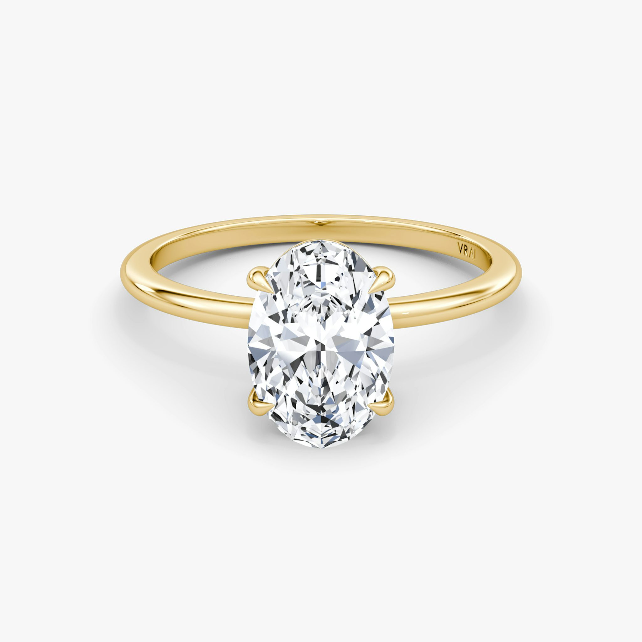 The Petite 4-Prong Solitaire | Oval | 18k | Yellow Gold | bandAccent: Plain | diamondOrientation: vertical | caratWeight: other