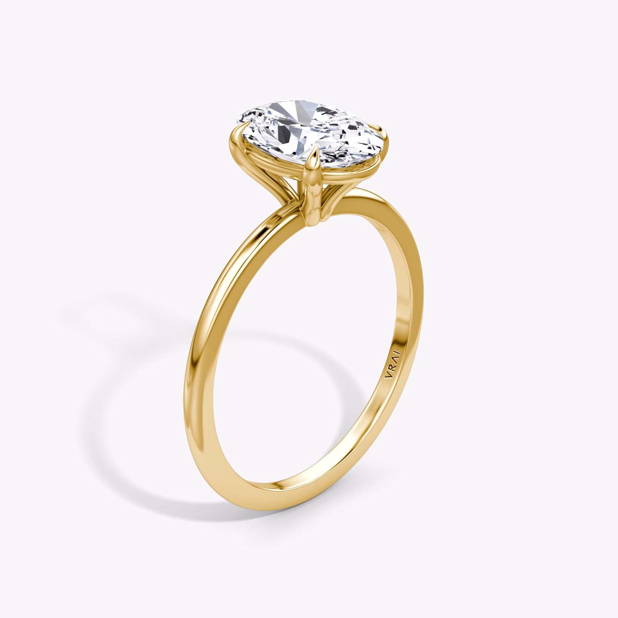 The Petite 4-Prong Solitaire | Oval | 18k | Yellow Gold | bandAccent: Plain | diamondOrientation: vertical | caratWeight: other