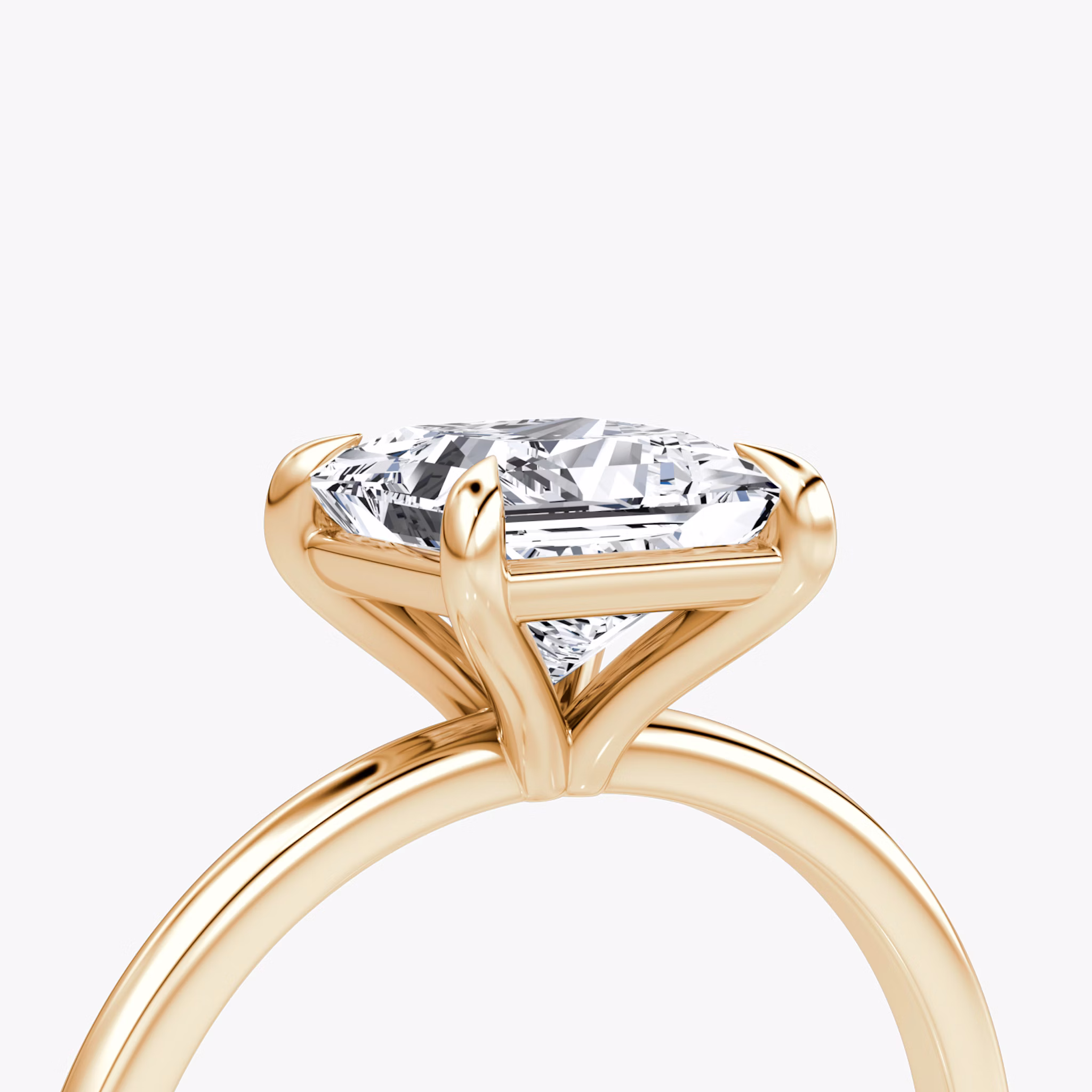 The Petite 4-Prong Solitaire | Princess | 14k | Rose Gold | bandAccent: Plain | diamondOrientation: vertical | caratWeight: other