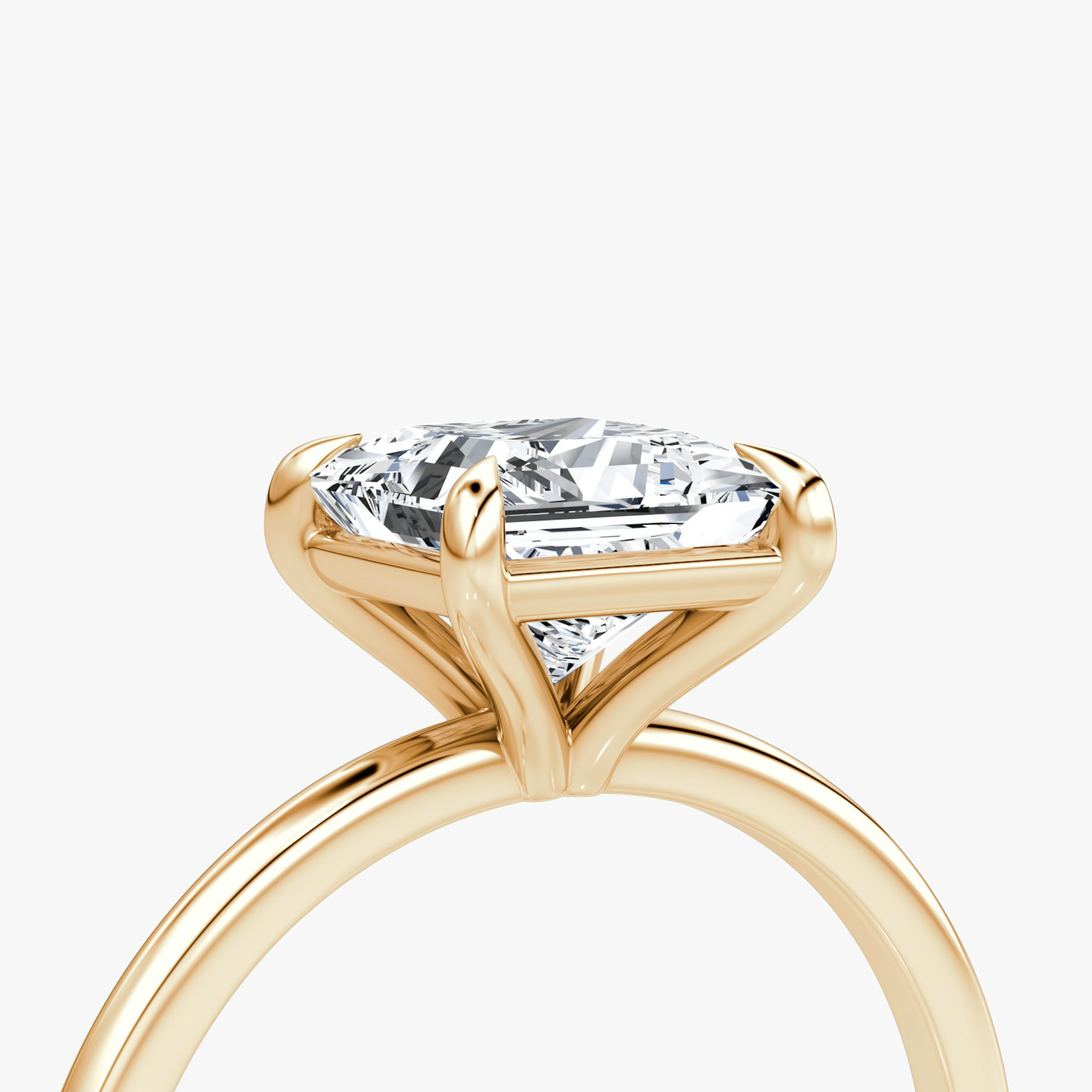 The Petite 4-Prong Solitaire | Princess | 14k | Rose Gold | bandAccent: Plain | diamondOrientation: vertical | caratWeight: other