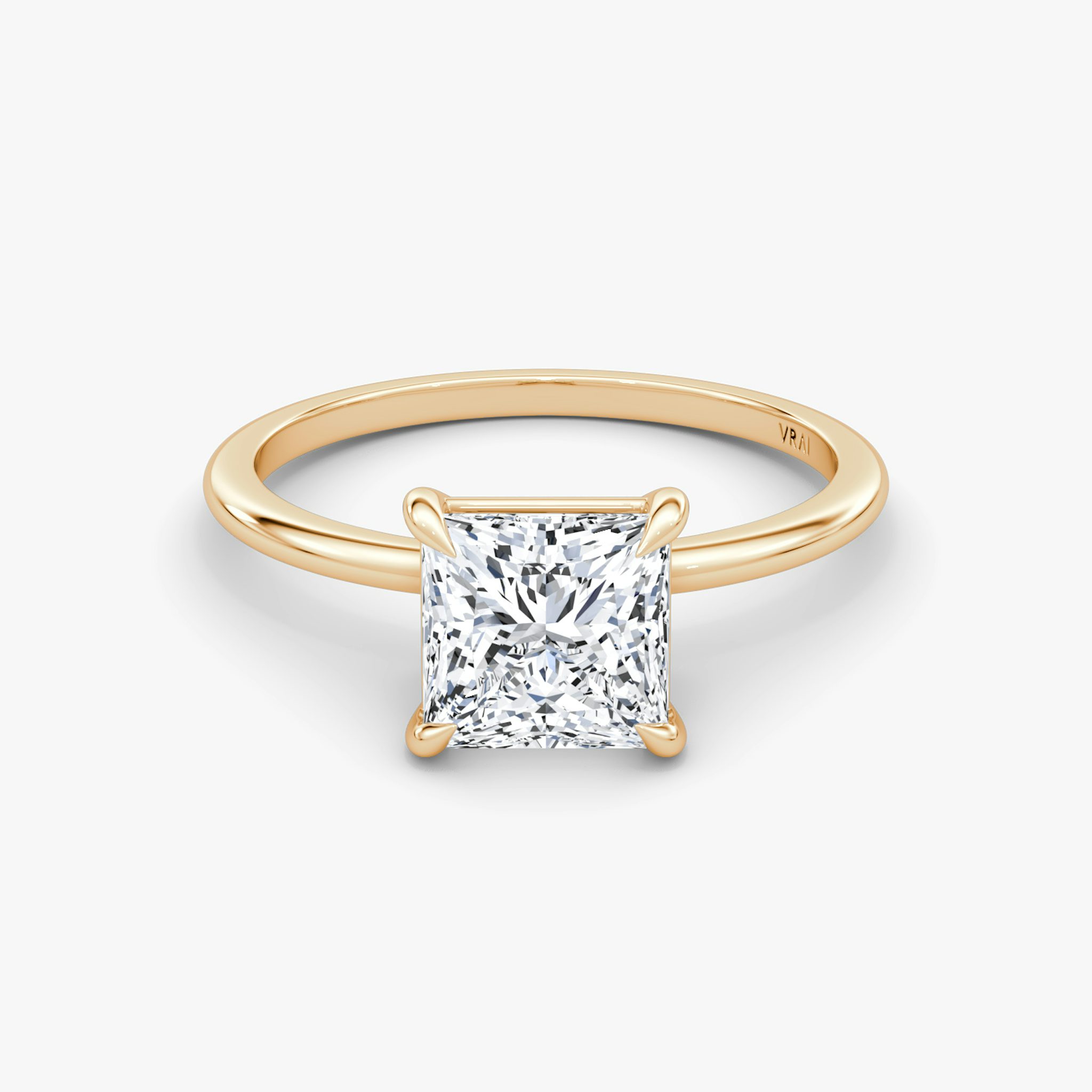 The Petite 4-Prong Solitaire | Princess | 14k | Rose Gold | bandAccent: Plain | diamondOrientation: vertical | caratWeight: other