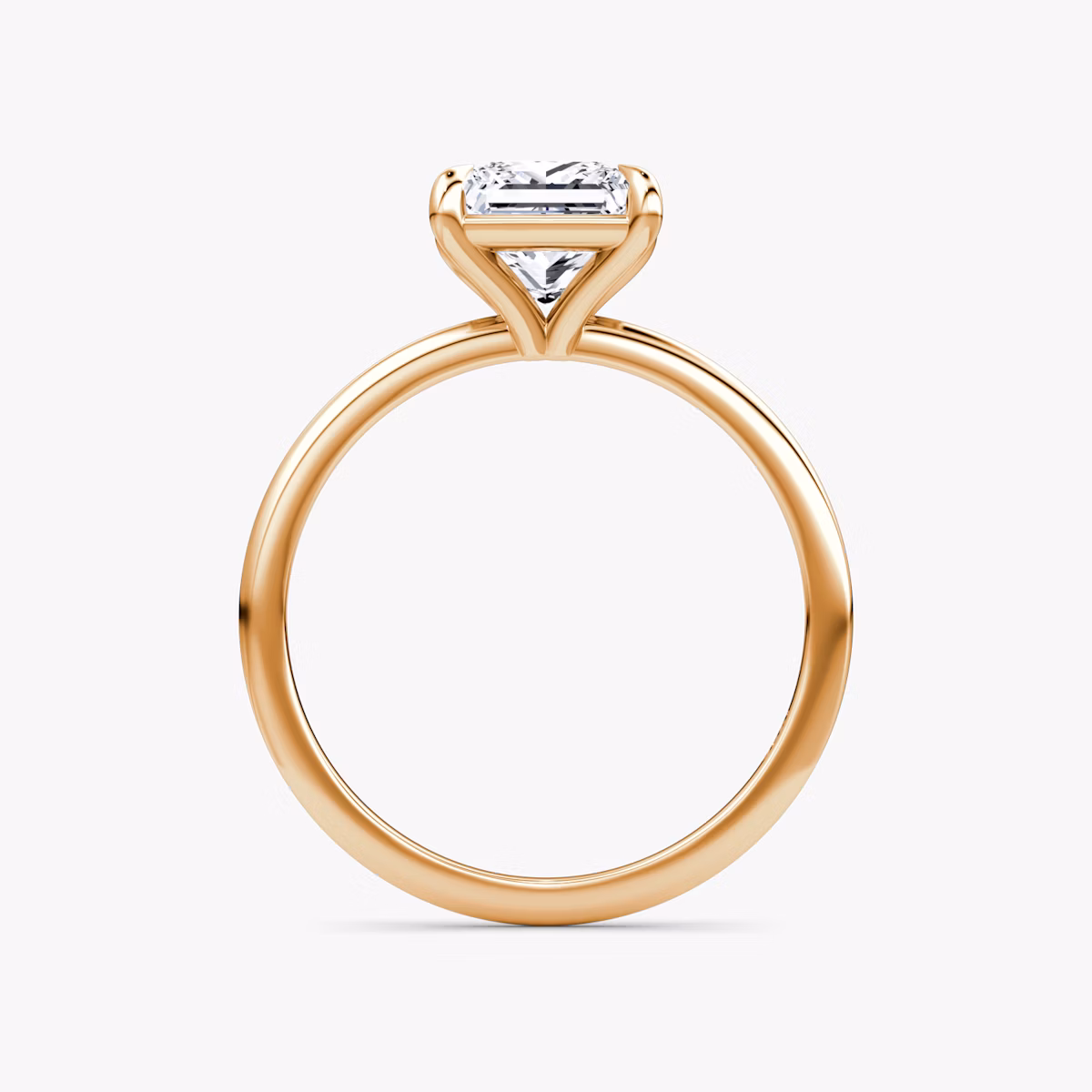 The Petite 4-Prong Solitaire | Princess | 14k | Rose Gold | bandAccent: Plain | diamondOrientation: vertical | caratWeight: other