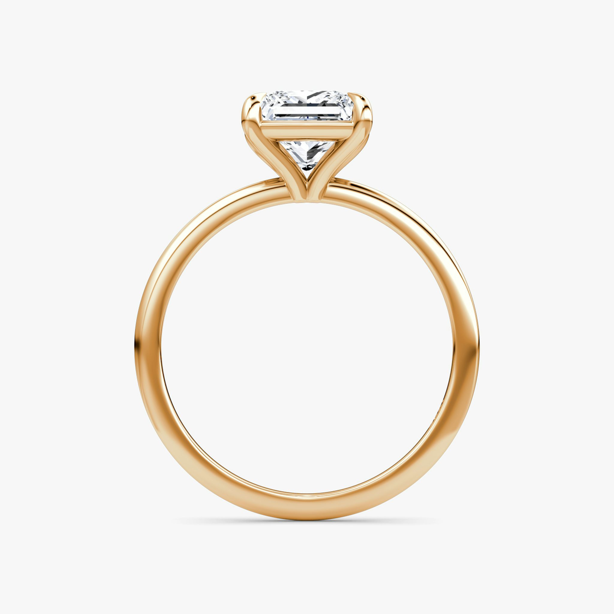 The Petite 4-Prong Solitaire | Princess | 14k | Rose Gold | bandAccent: Plain | diamondOrientation: vertical | caratWeight: other