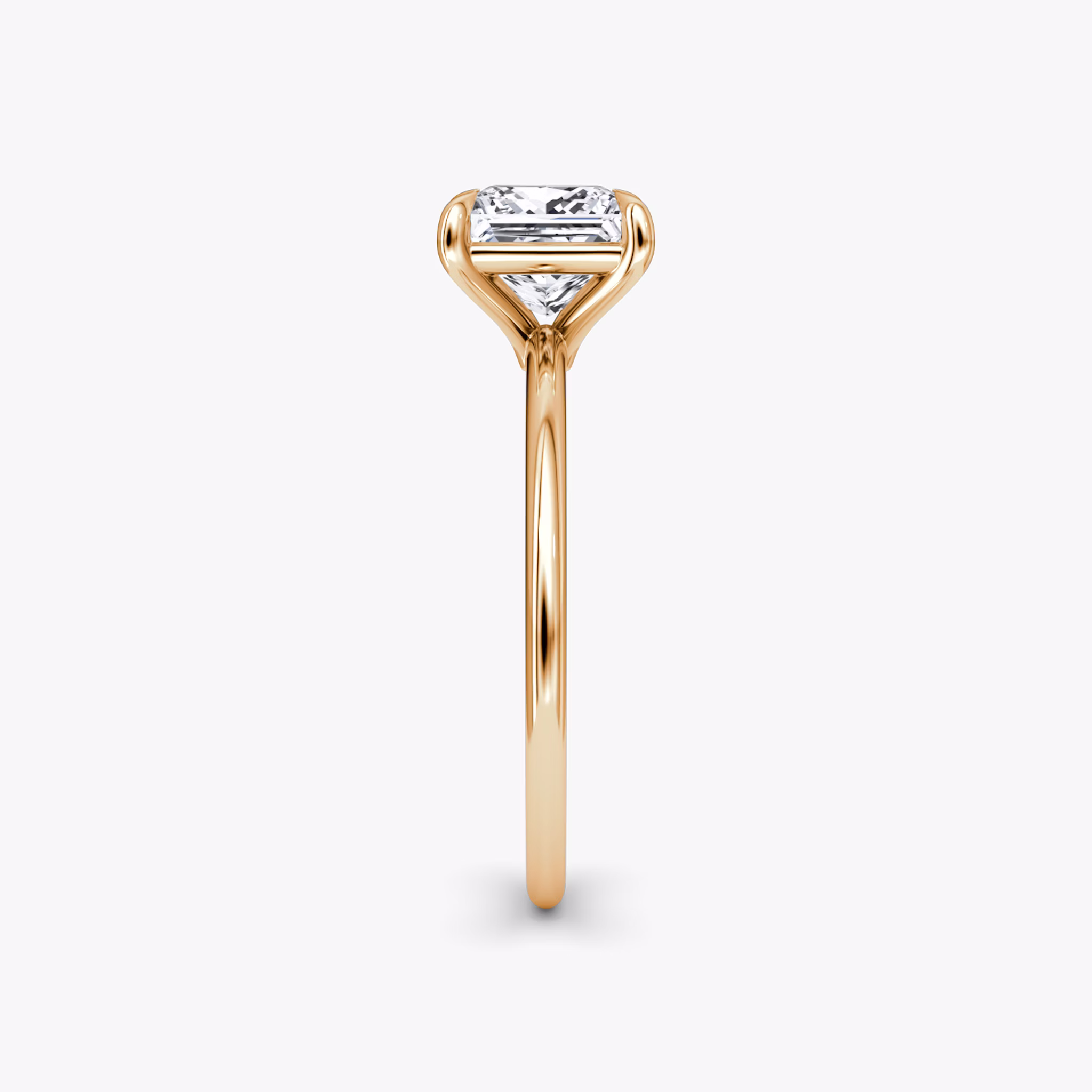 The Petite 4-Prong Solitaire | Princess | 14k | Rose Gold | bandAccent: Plain | diamondOrientation: vertical | caratWeight: other