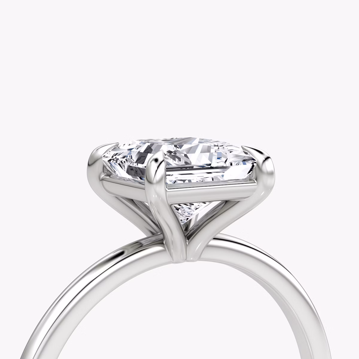 The Petite 4-Prong Solitaire | Princess | 18k | White Gold | bandAccent: Plain | diamondOrientation: vertical | caratWeight: other