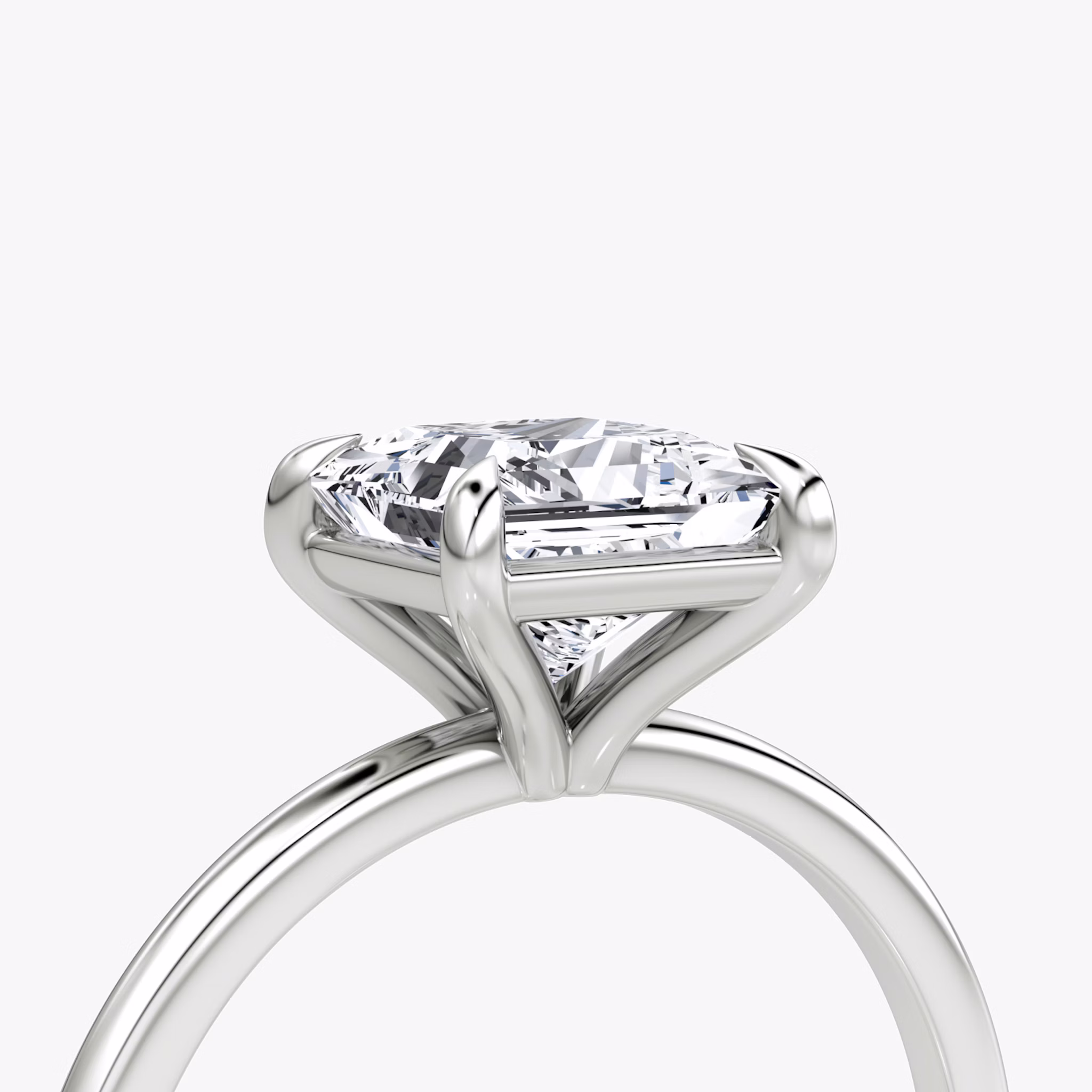 The Petite 4-Prong Solitaire | Princess | Platinum | bandAccent: Plain | diamondOrientation: vertical | caratWeight: other
