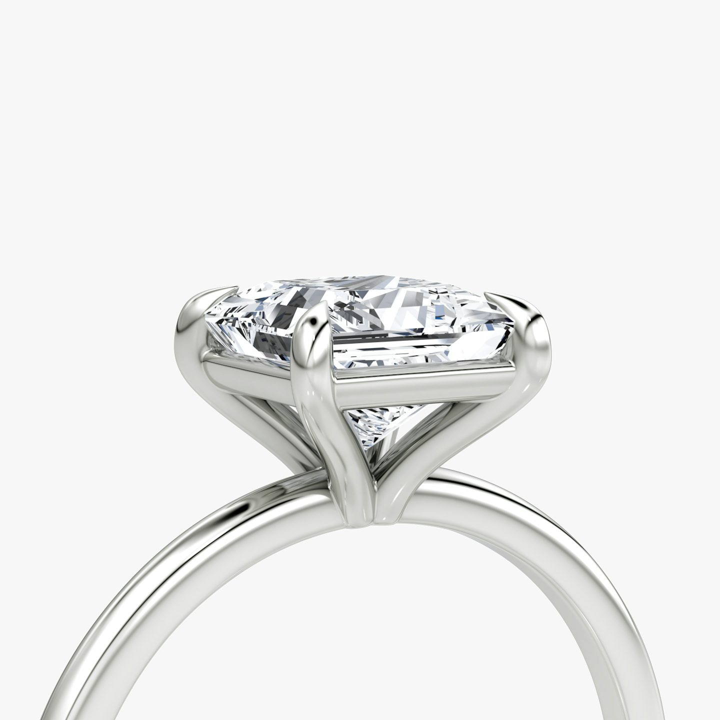 The Petite 4-Prong Solitaire | Princess | 18k | White Gold | bandAccent: Plain | diamondOrientation: vertical | caratWeight: other