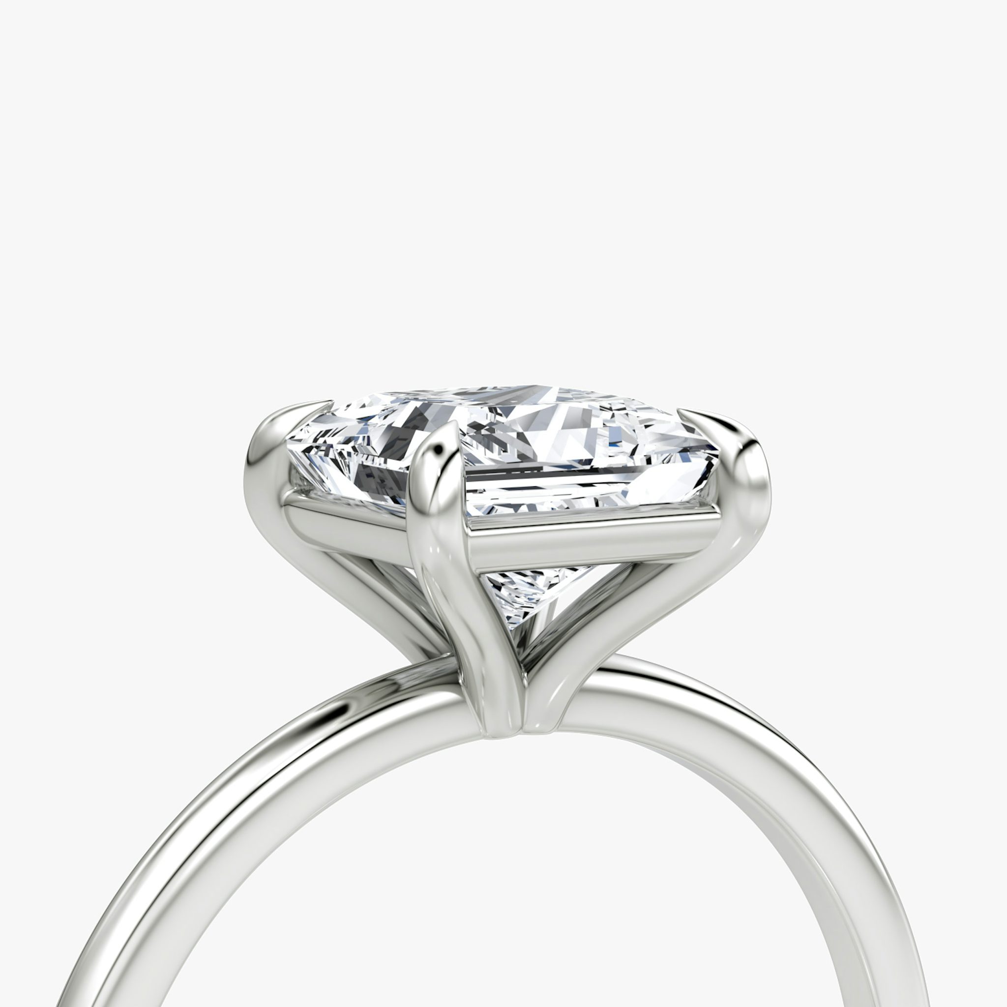 The Petite 4-Prong Solitaire | Princess | Platinum | bandAccent: Plain | diamondOrientation: vertical | caratWeight: other