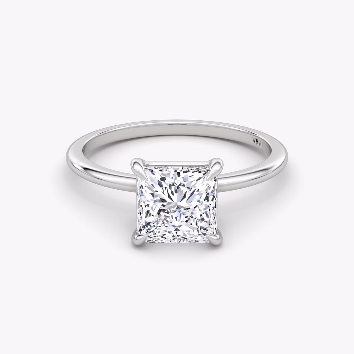 The Petite 4-Prong Solitaire | Princess | 18k | White Gold | bandAccent: Plain | diamondOrientation: vertical | caratWeight: other