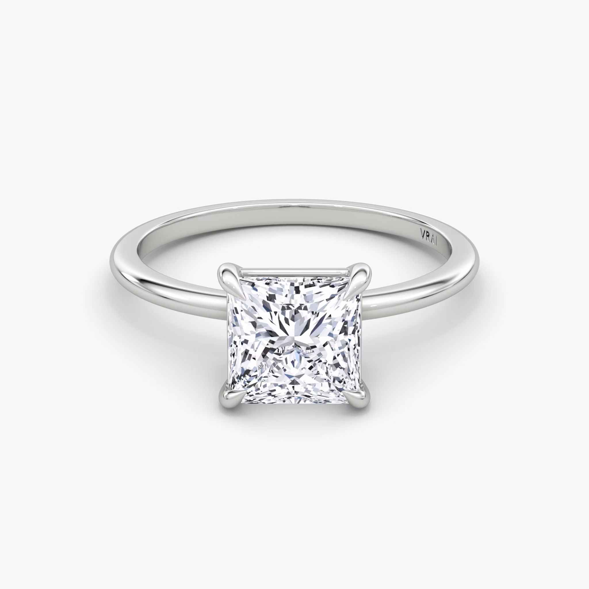 The Petite 4-Prong Solitaire | Princess | Platinum | bandAccent: Plain | diamondOrientation: vertical | caratWeight: other