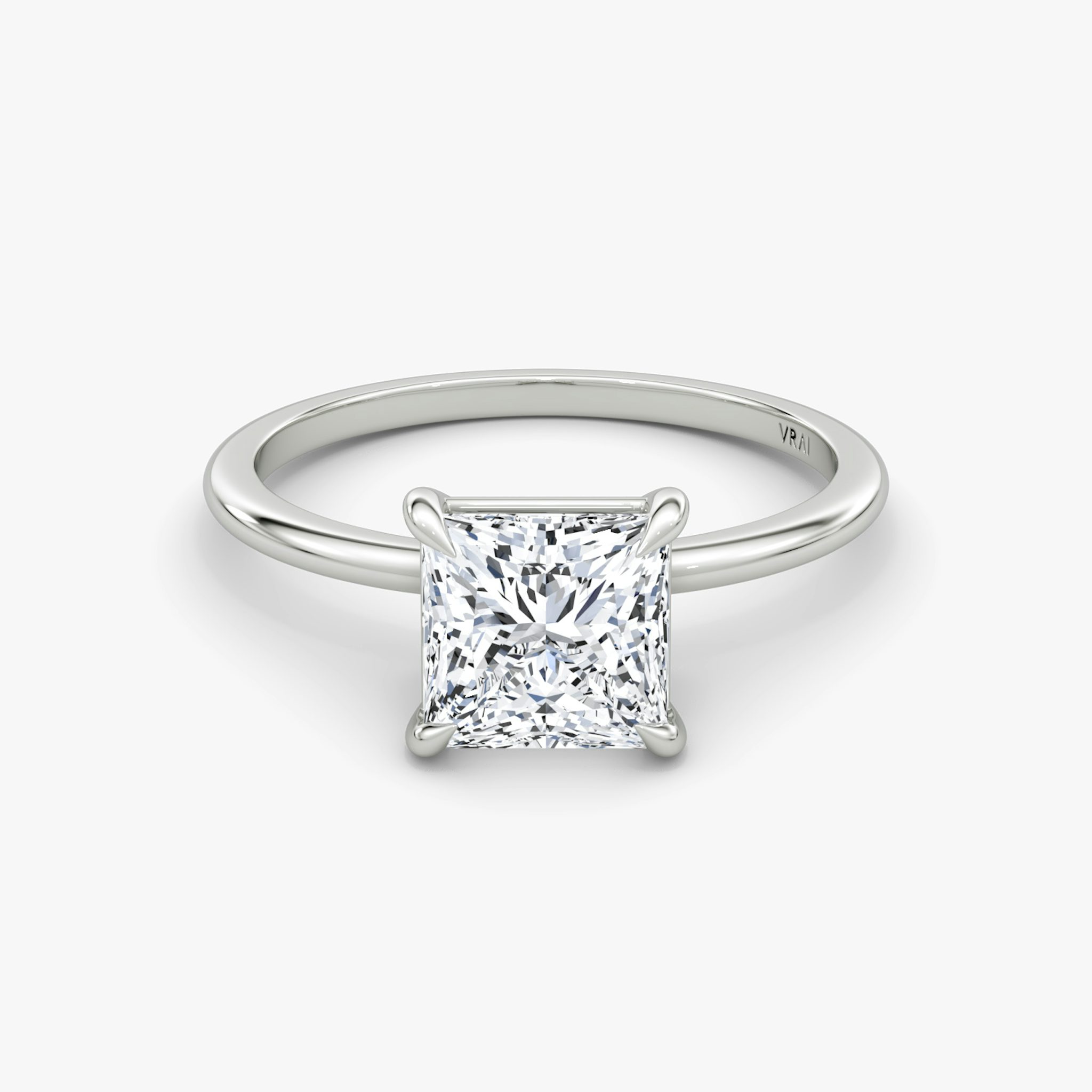 The Petite 4-Prong Solitaire | Princess | Platinum | bandAccent: Plain | diamondOrientation: vertical | caratWeight: other
