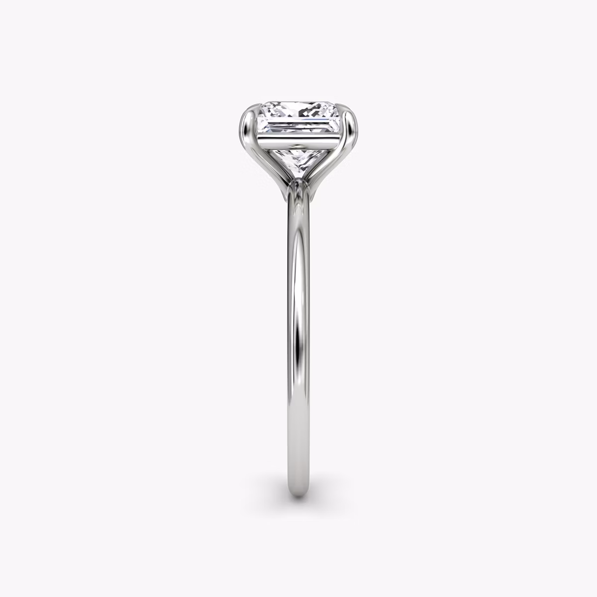 The Petite 4-Prong Solitaire | Princess | 18k | White Gold | bandAccent: Plain | diamondOrientation: vertical | caratWeight: other