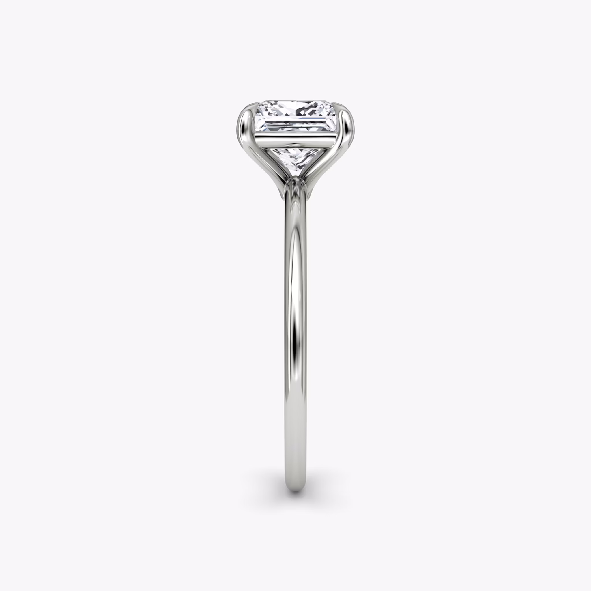 The Petite 4-Prong Solitaire | Princess | Platinum | bandAccent: Plain | diamondOrientation: vertical | caratWeight: other